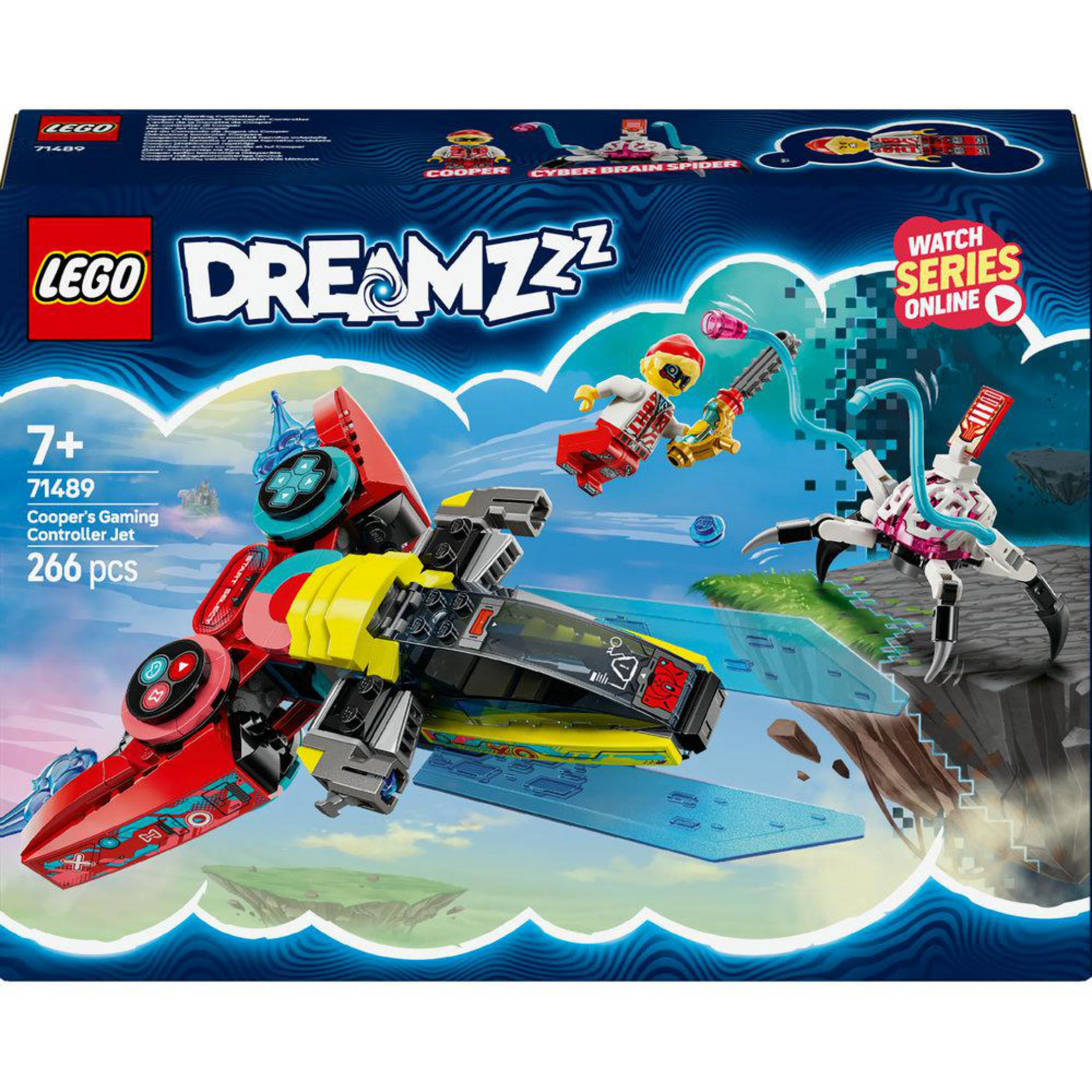 Un set Lego Dreamzzz mostra un'astronave con personaggi e un ragno cyber cervello.
