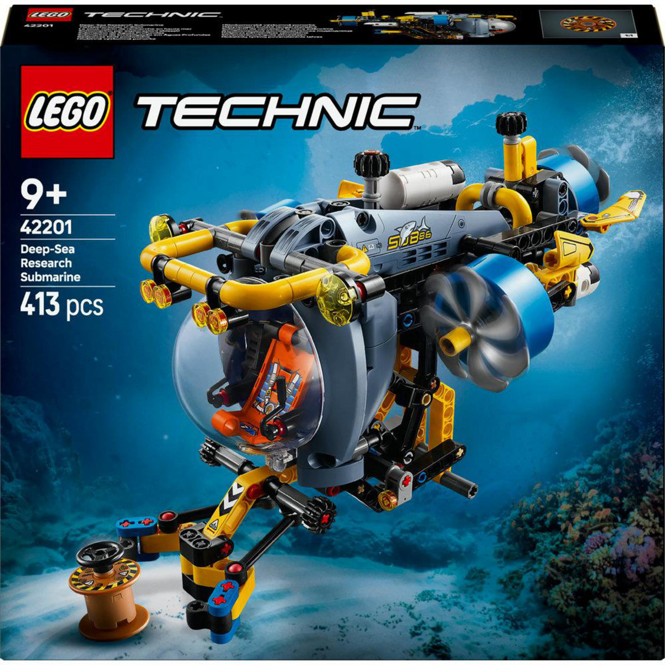 Şeffaf bir kubbesi olan derin deniz araştırma denizaltısının Lego Technic seti.