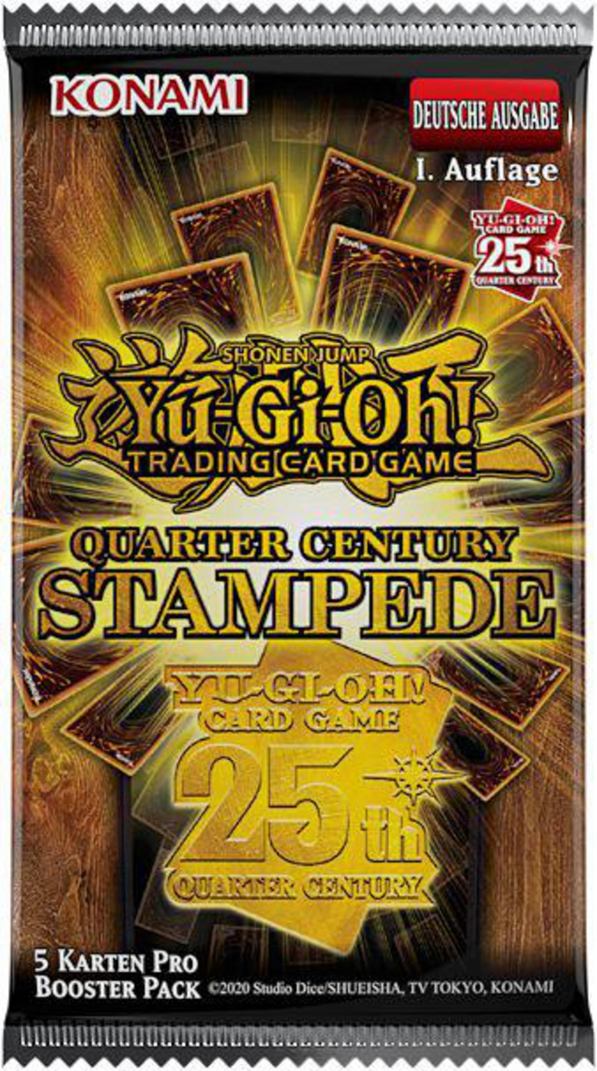 Ein Yu-Gi-Oh! Trading Card Game Boosterpack, mit verschiedenen Karten auf der Vorderseite.