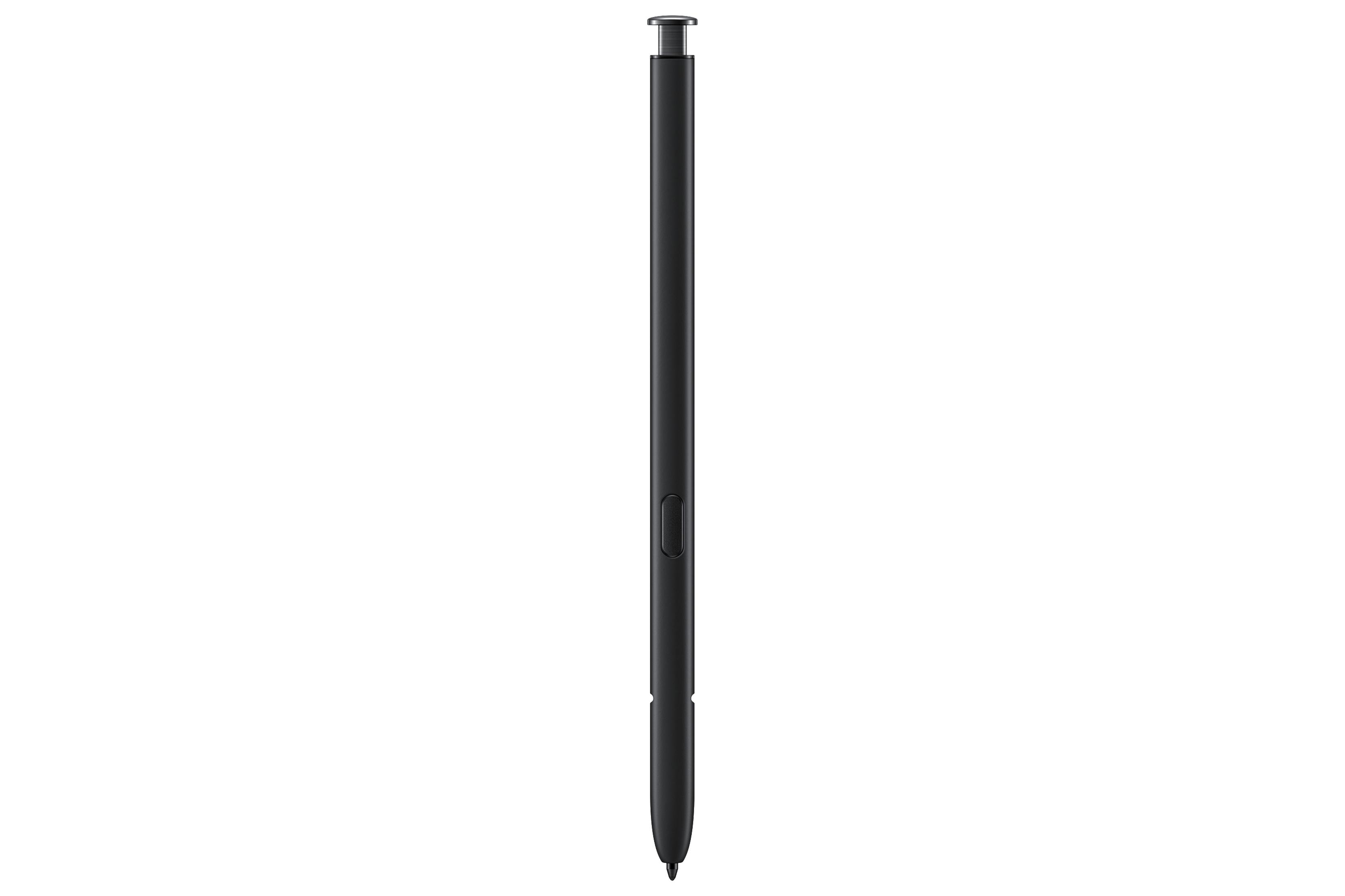 Ein schwarzer Eingabestift auf weißem Hintergrund.