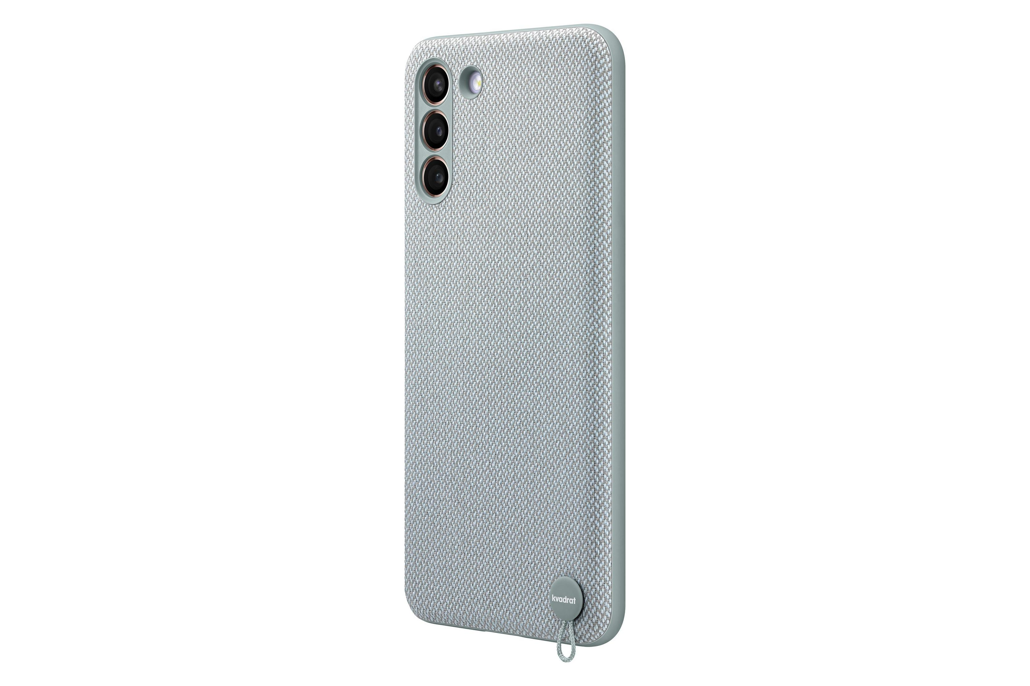 Custodia per telefono verde chiaro con tre fotocamere e un anello d'argento per un cordino. Il marchio è 'Handst'.