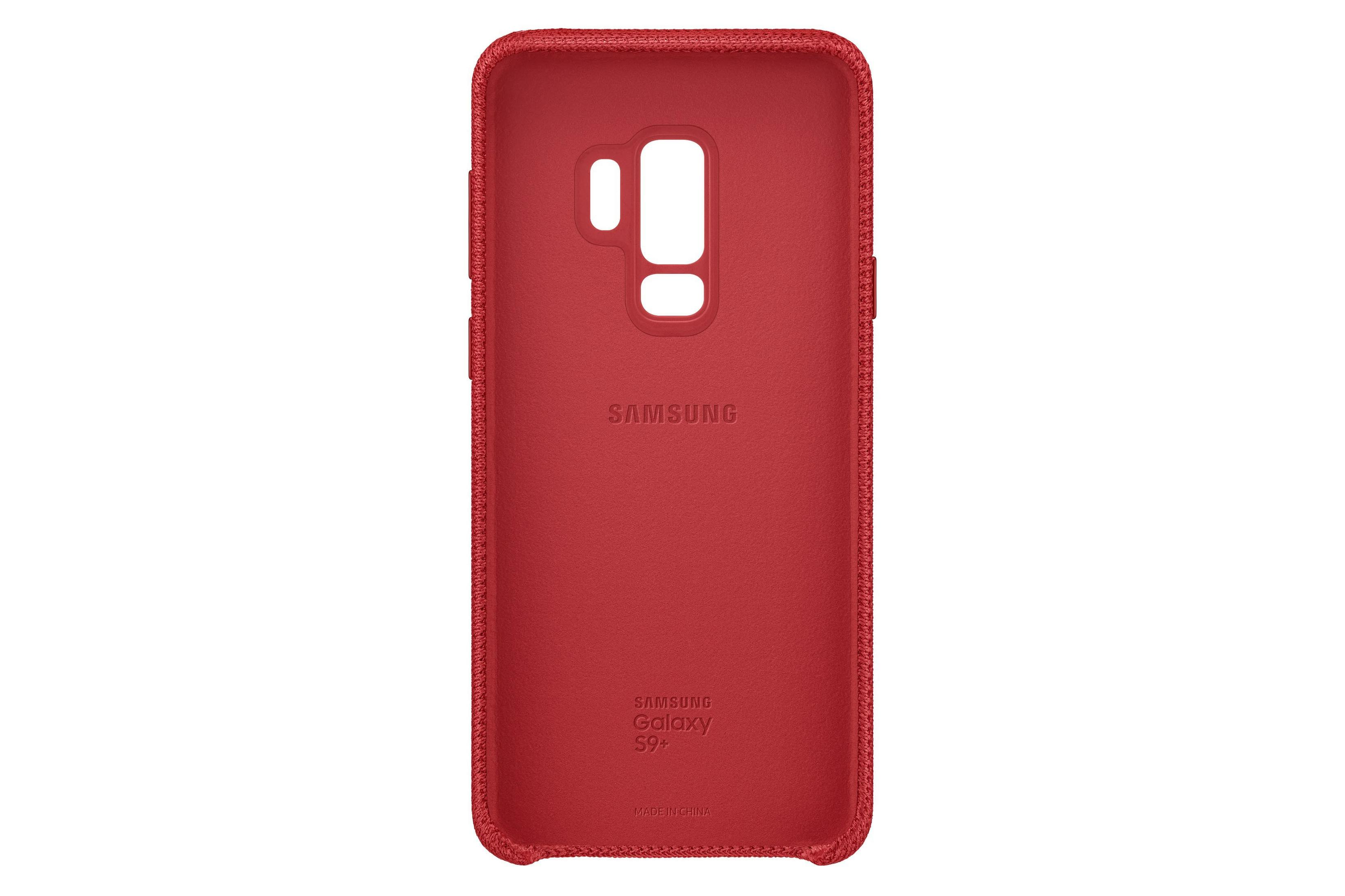 L'interno di una custodia per telefono rossa. Il logo Samsung è visibile.