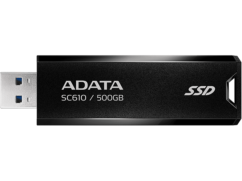 ADATA SC610-500G-CBK, 500 GB SSD, extern, Schwarz