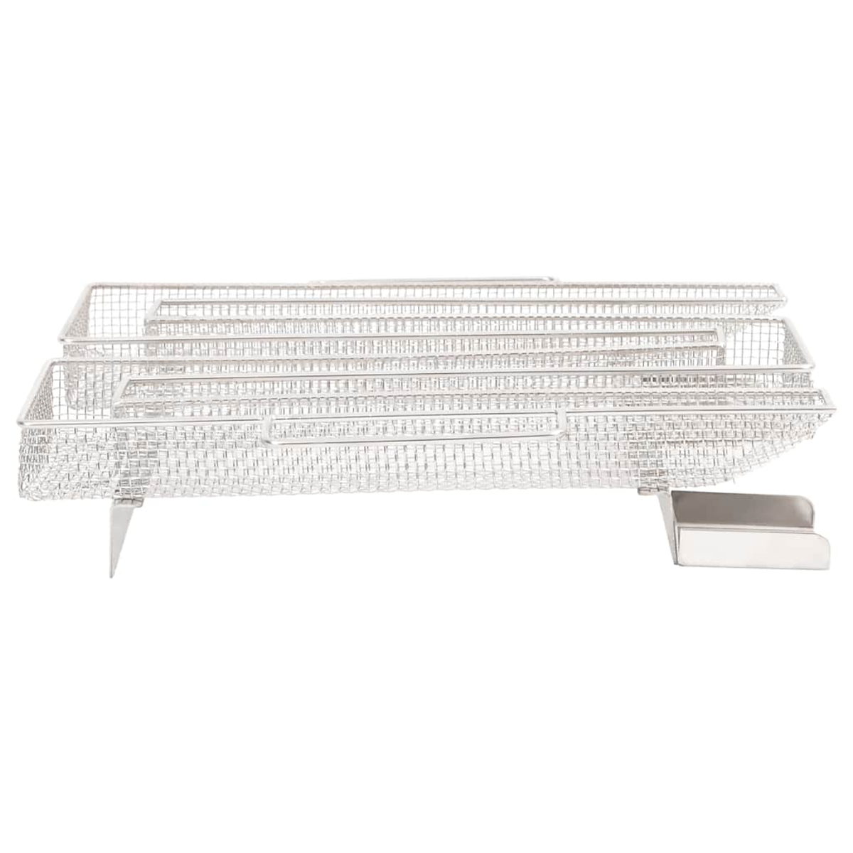 Pila di cestini di filo metallico. Questi sono probabilmente usati per cucinare, in un ambiente cucina.
