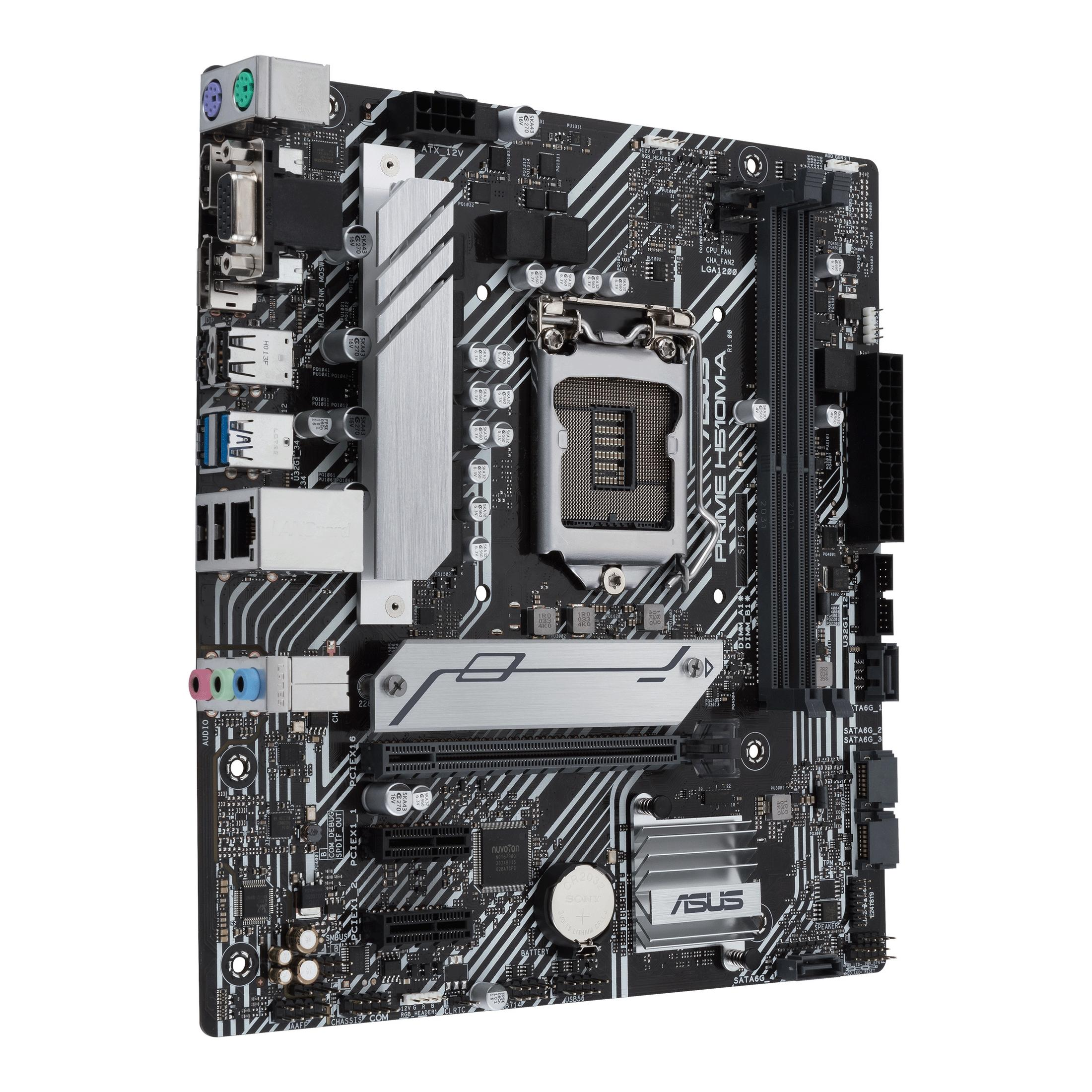 Una scheda madre per computer con varie porte e slot. Il logo ASUS è visibile.