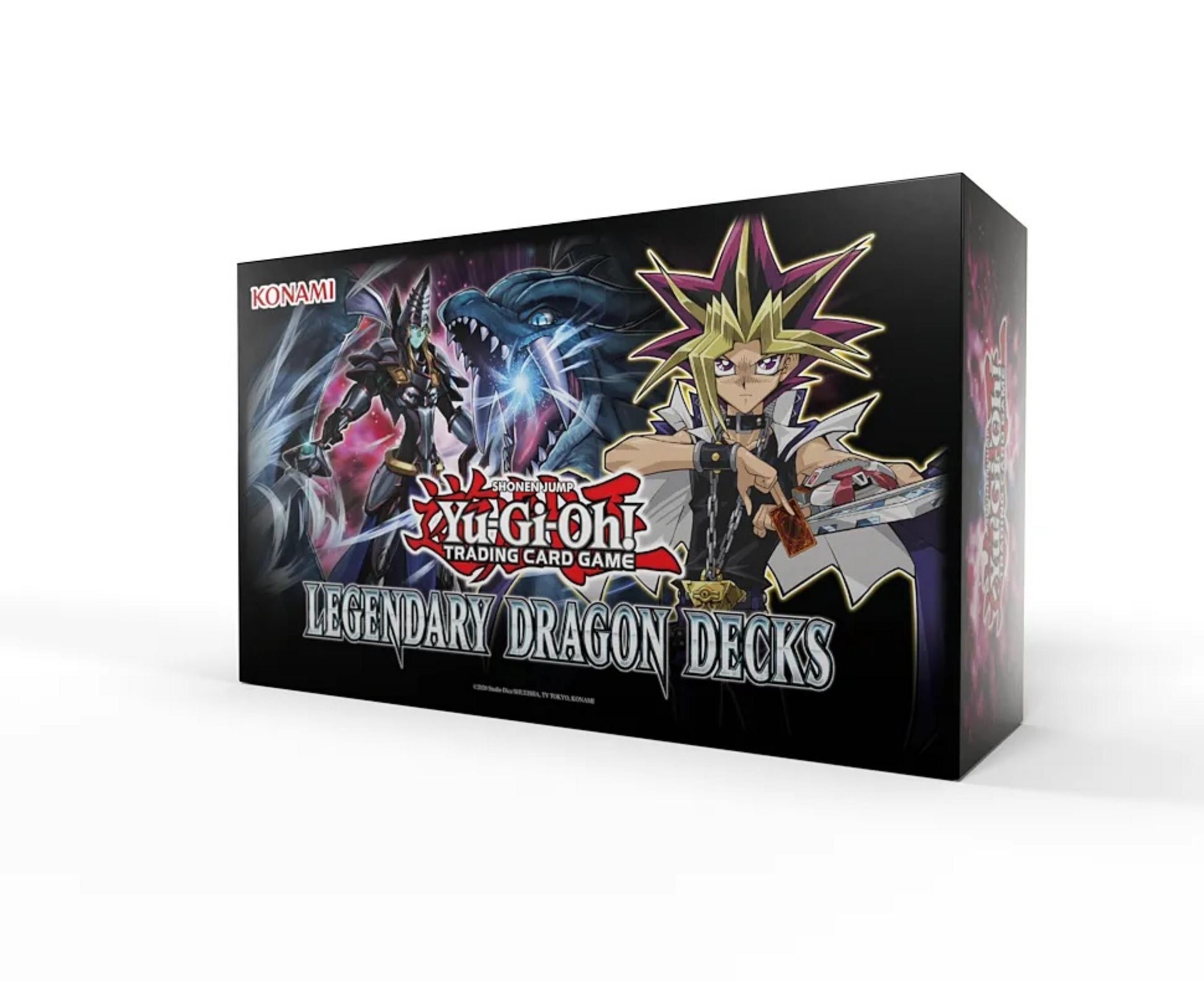Eine Yu-Gi-Oh! Trading Card Game Box mit Charakteren aus dem Anime auf weißem Hintergrund.