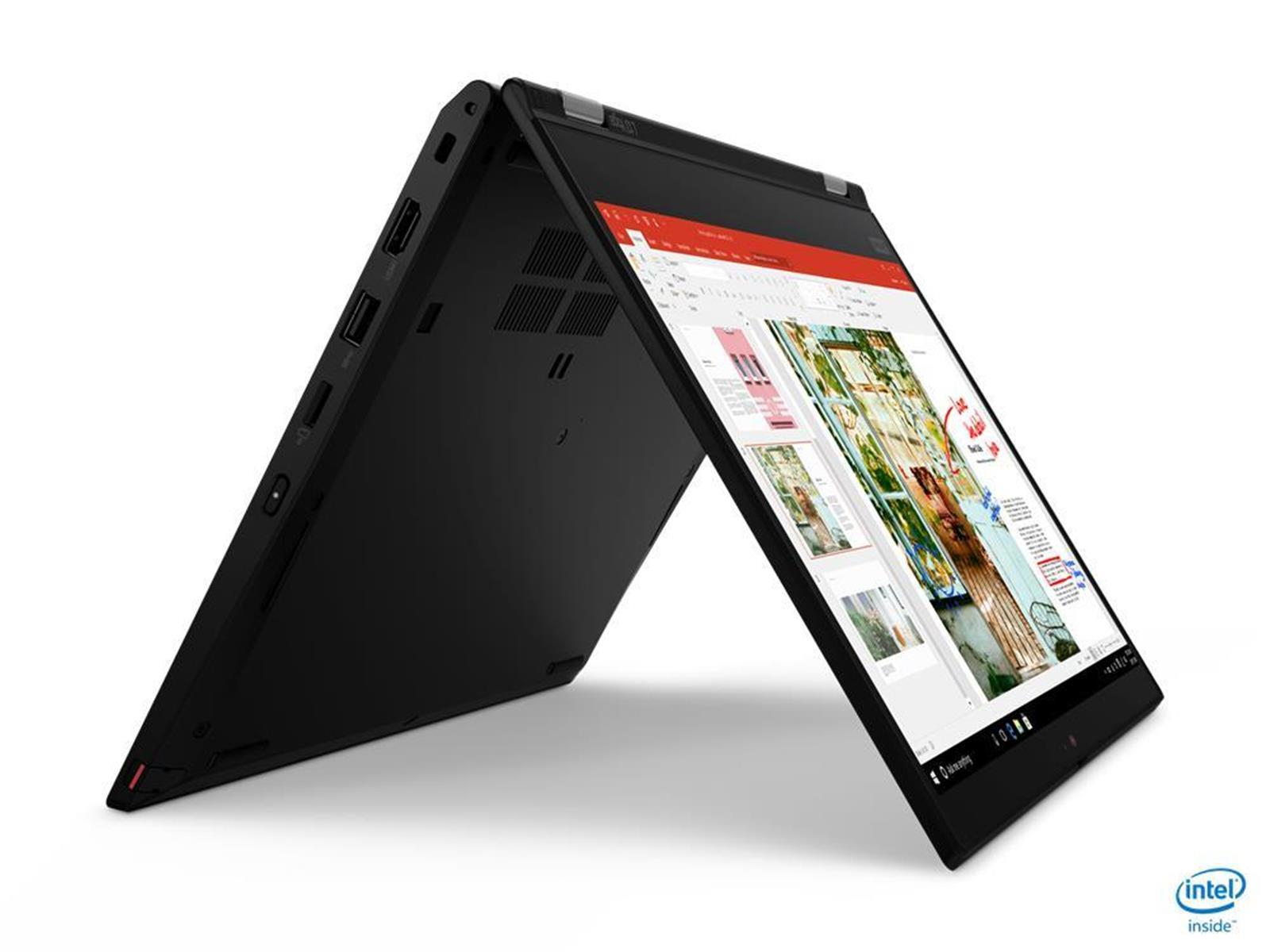 Schwarzer Laptop, der in einem Winkel geöffnet ist und eine Tabelle zeigt.