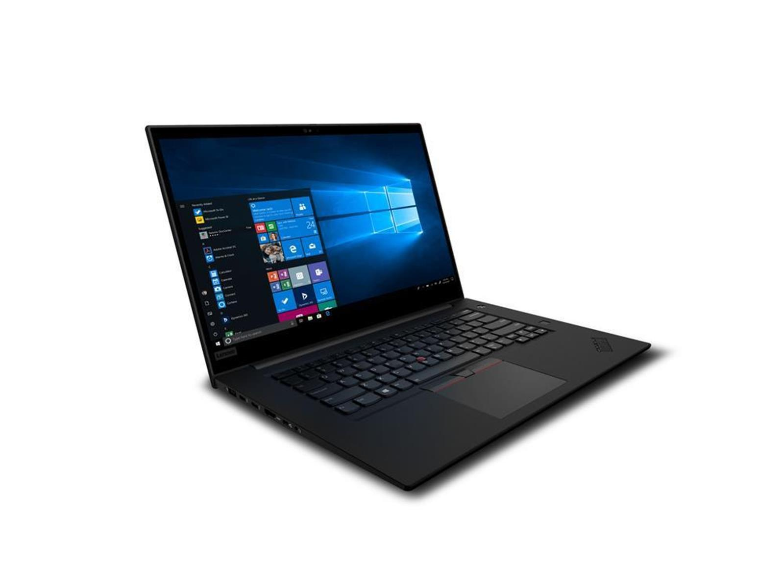 Schwarzes Lenovo-Laptop offen, mit einer Windows-Oberfläche auf dem Bildschirm.