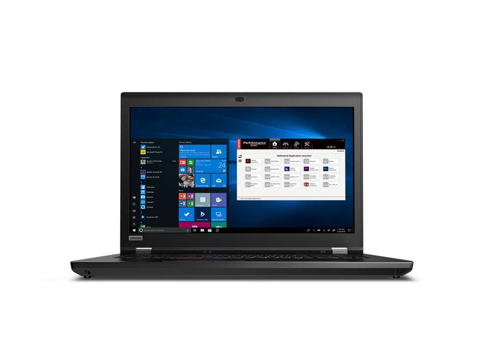 Schwarzes Lenovo-Laptop geöffnet, zeigt eine Anwendungsoberfläche auf dem Bildschirm.