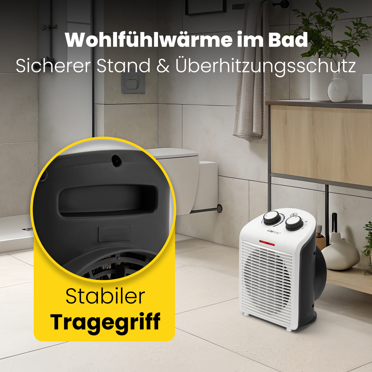 Łazienka z grzejnikiem i zbliżeniem uchwytu.