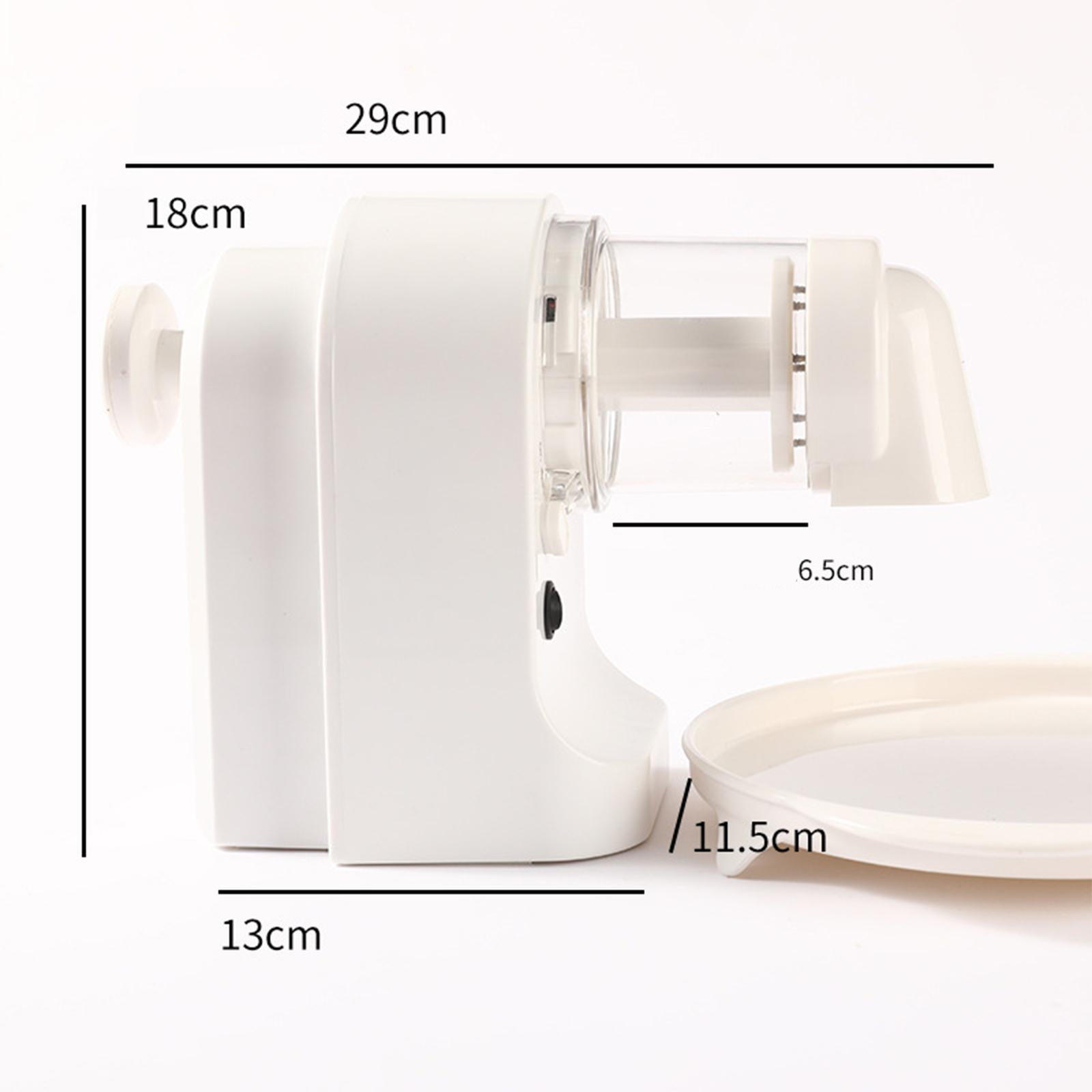 Weißes Gerät, Maße beschriftet: 29 cm lang, 18 cm hoch, 13 cm breit und 6,5 cm und 11,5 cm.