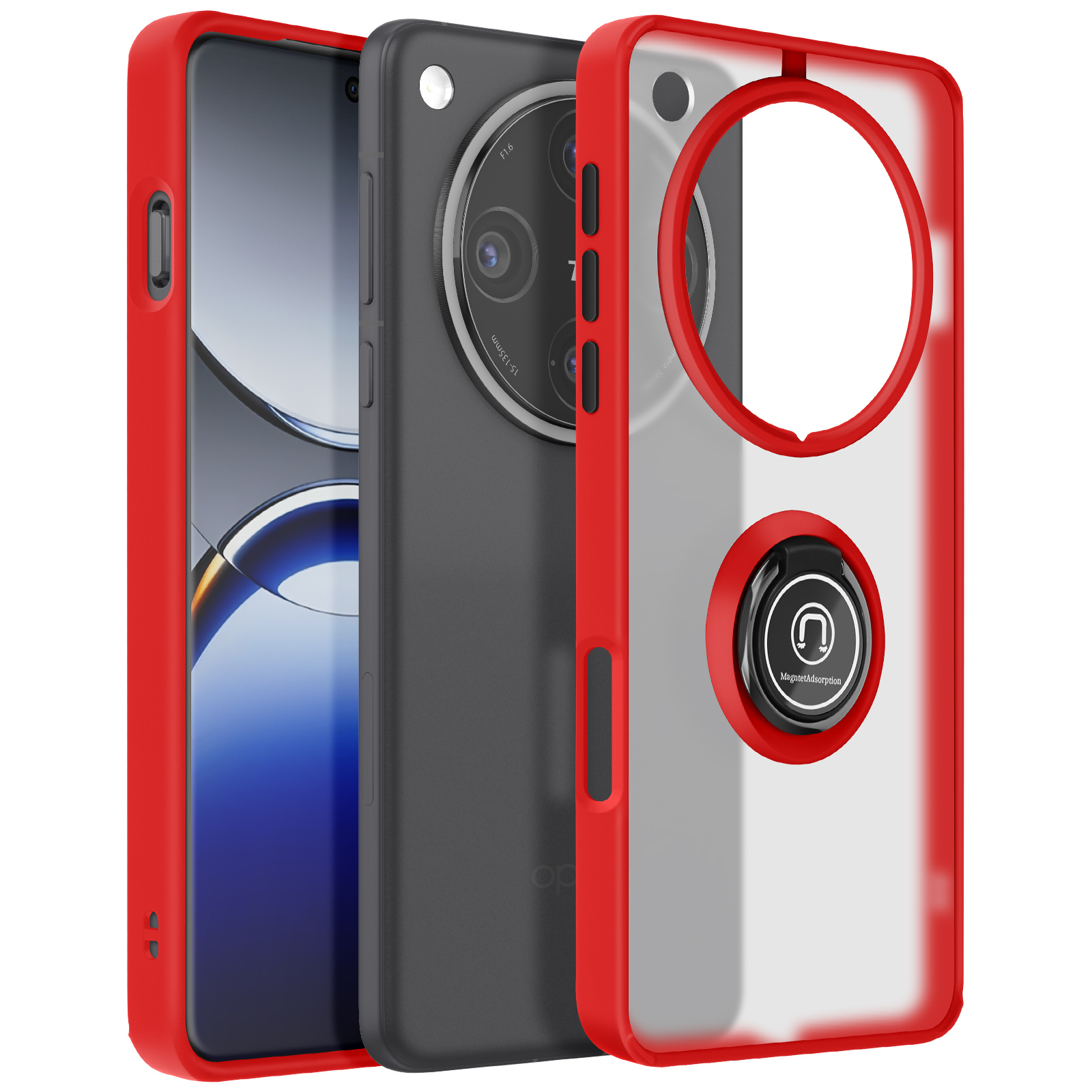Funda de teléfono con un teléfono y un soporte de anillo.