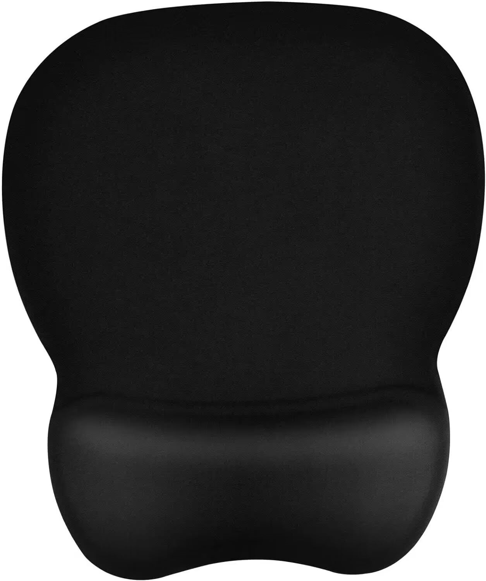 Schwarzes ergonomisches Mauspad mit erhöhter Handgelenkauflage.