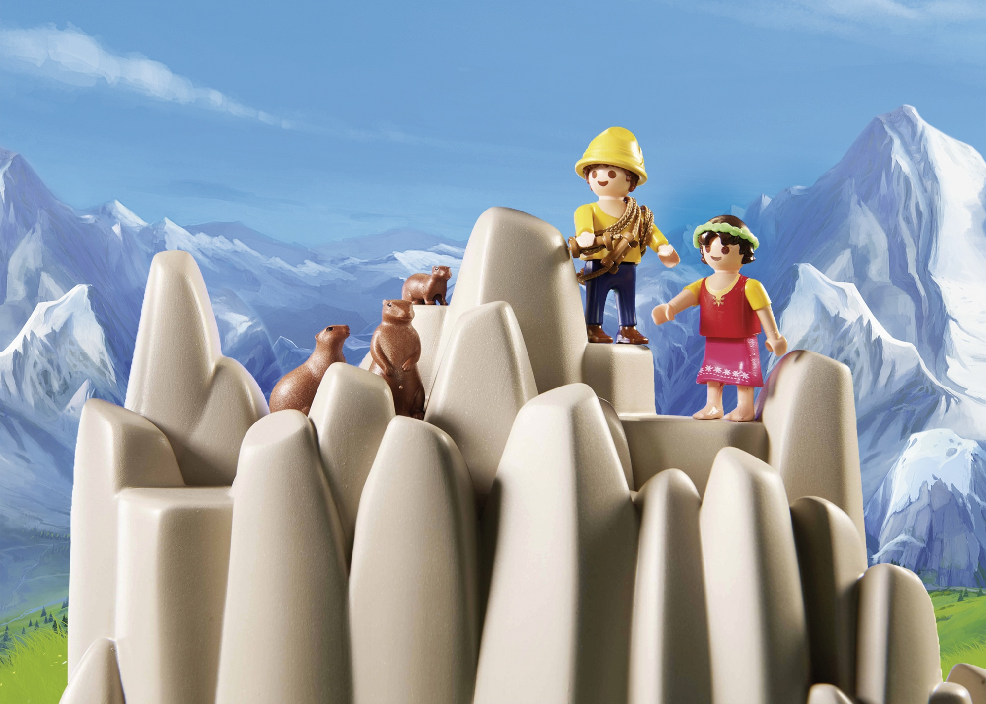 Zestaw Playmobil z figurkami na górze. Na górze są również niedźwiedzie.