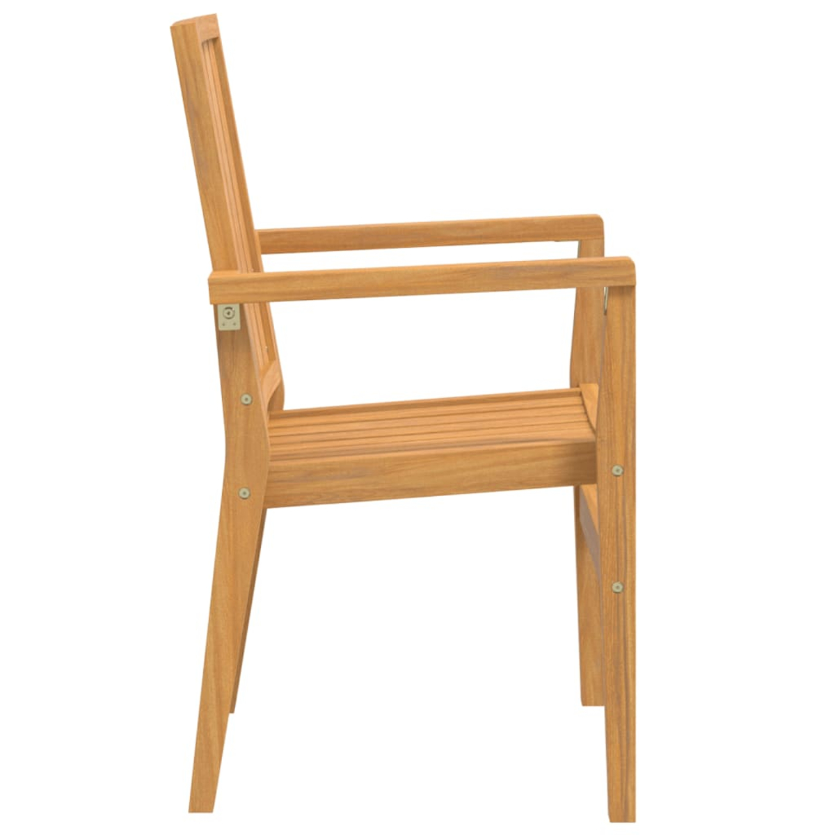 Holzstuhl von der Seite betrachtet, schlichtes Design.