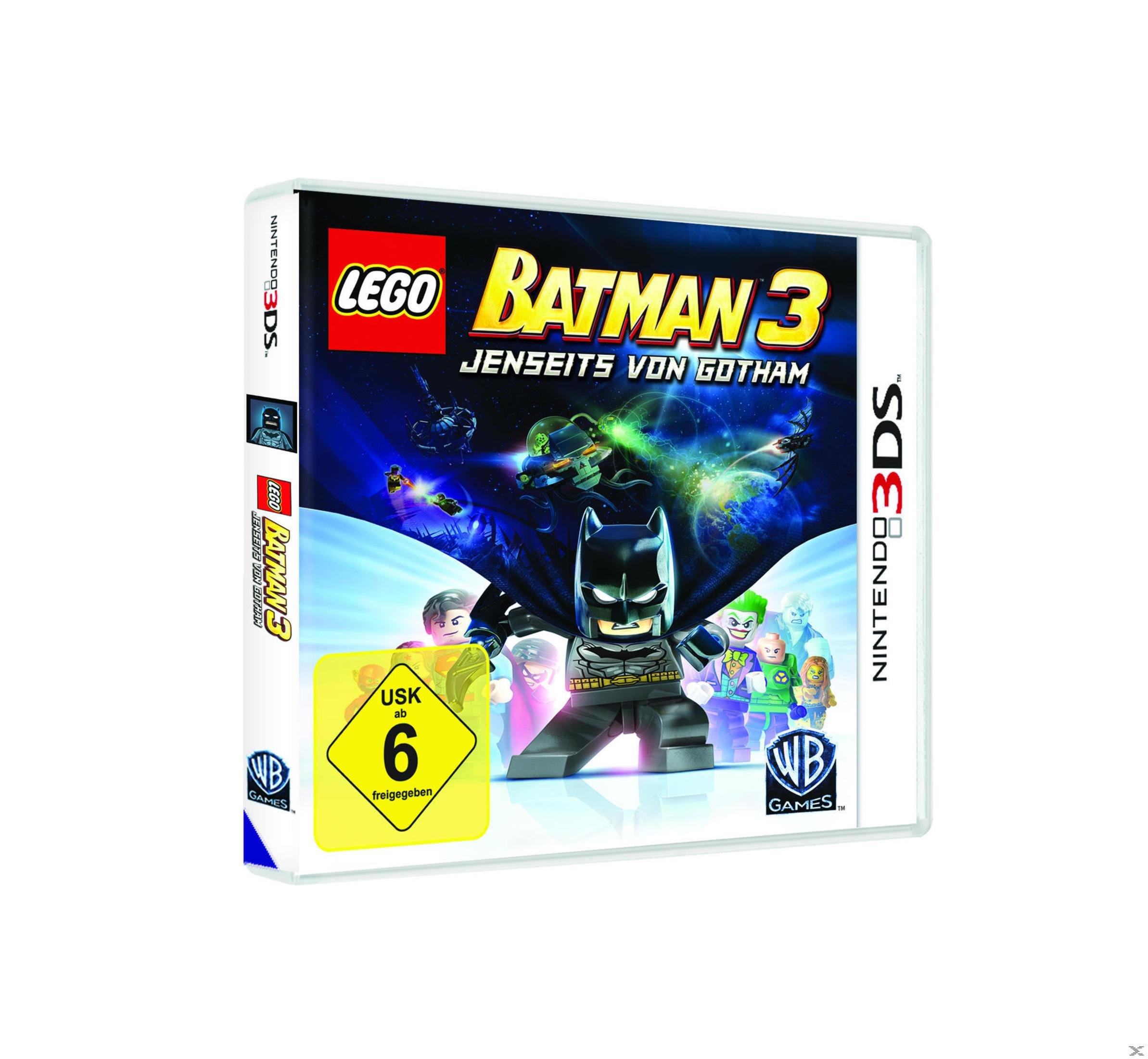 Spielcover: Lego Batman 3, Batman und Schurken auf weißem Hintergrund.