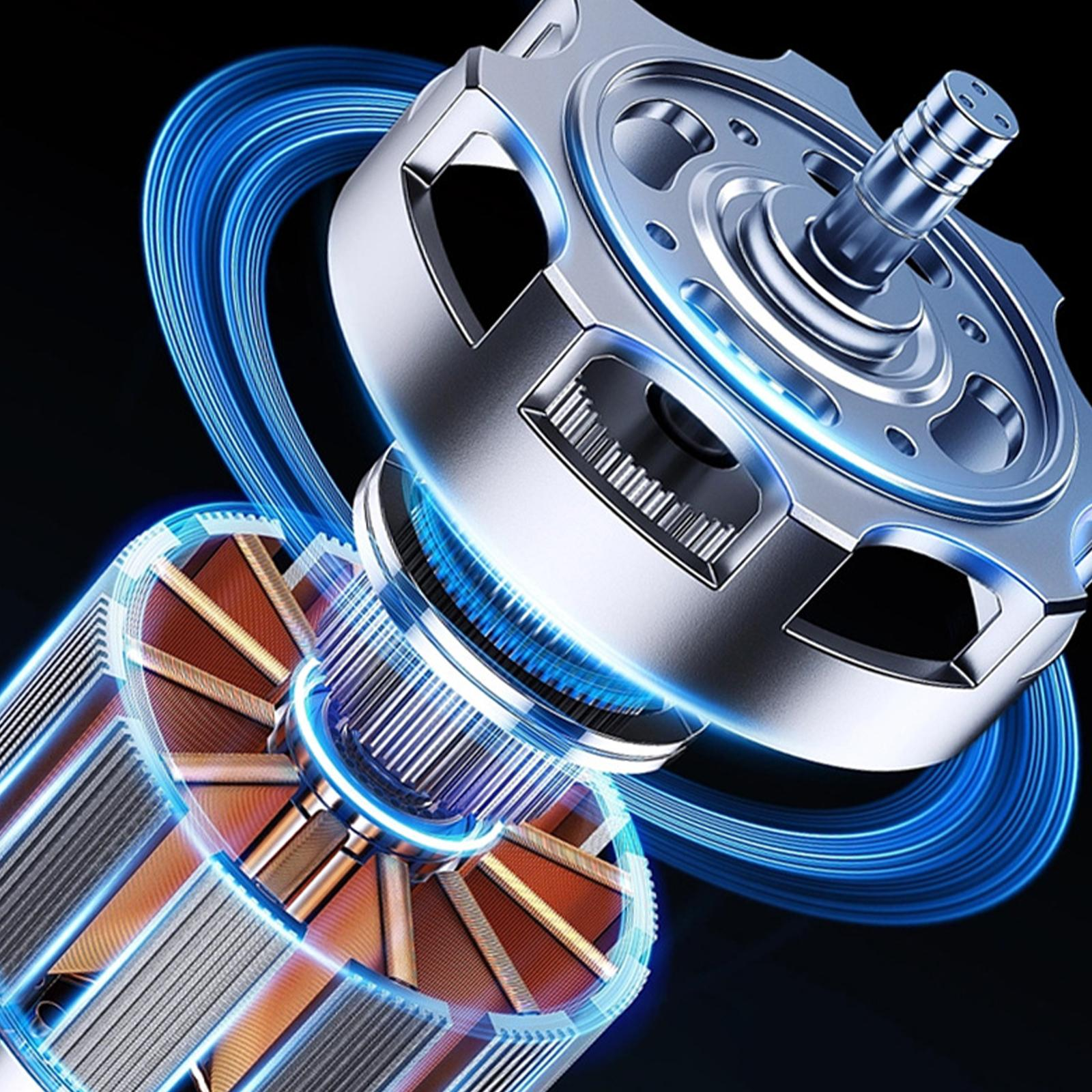 Nahaufnahme des Inneren eines Elektromotors, der Details von Rotor und Stator zeigt.