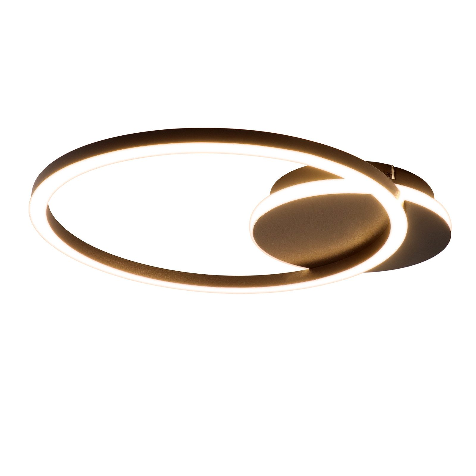 Un apparecchio di illuminazione a soffitto ovale in bianco e nero.