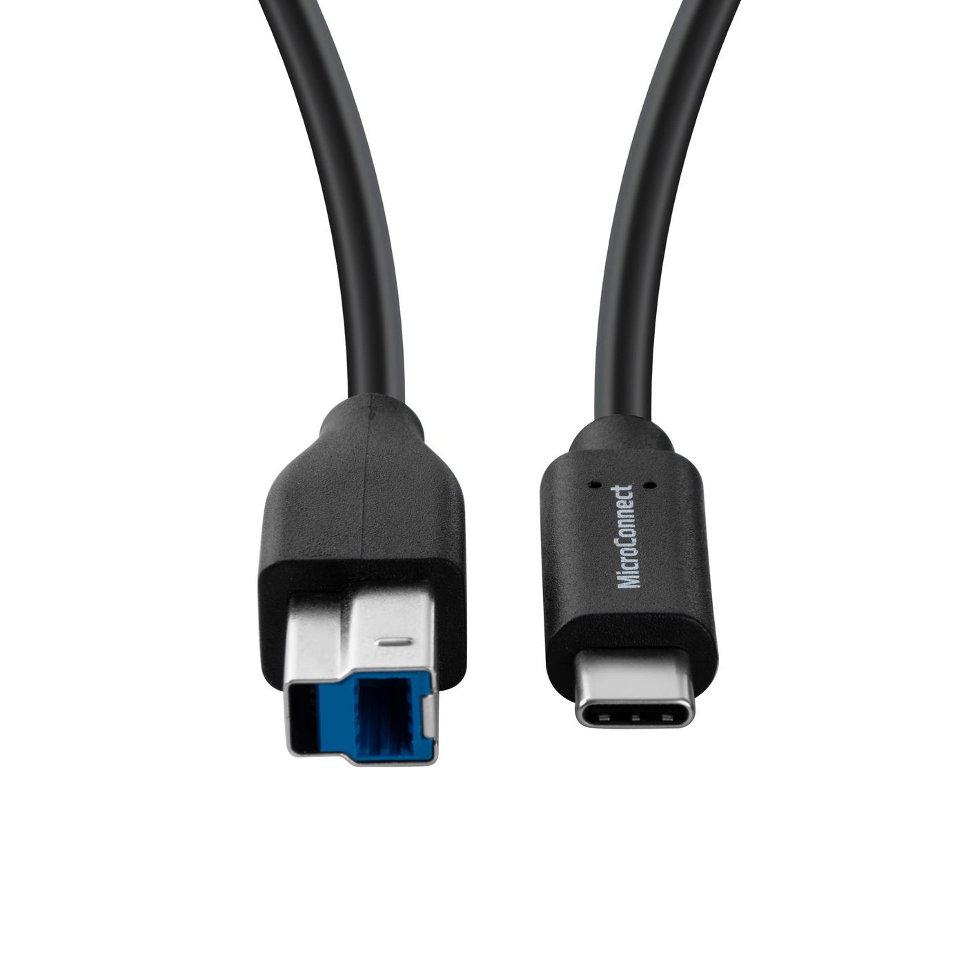 Deux câbles USB noirs, un avec un connecteur USB-C et un avec un connecteur USB 3.0.