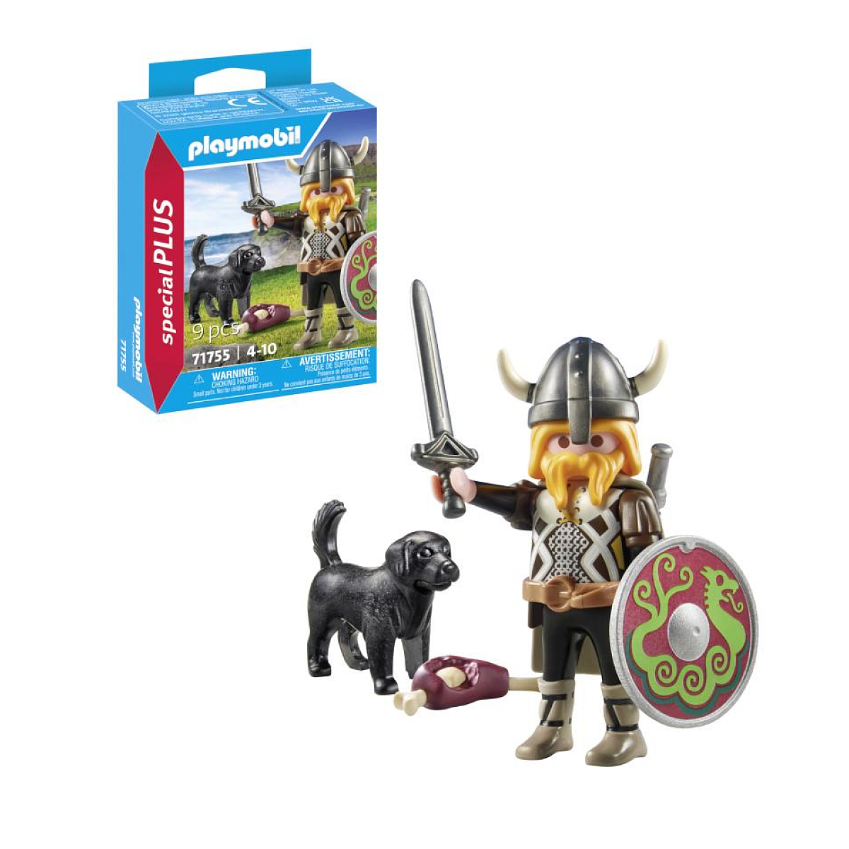 Zestaw figurek Playmobil Wiking z wikingiem, psem i akcesoriami.