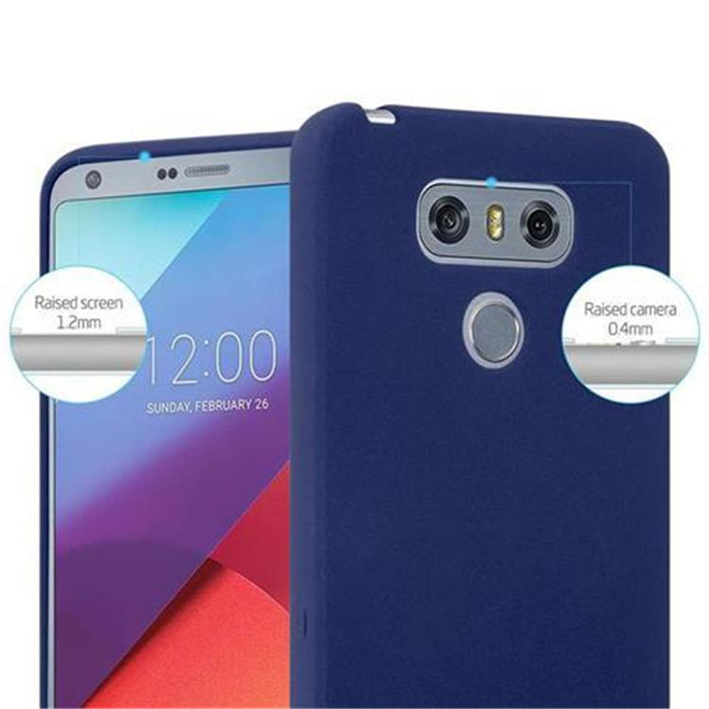 Custodia per telefono blu scuro con telefono dentro. Copre il telefono.