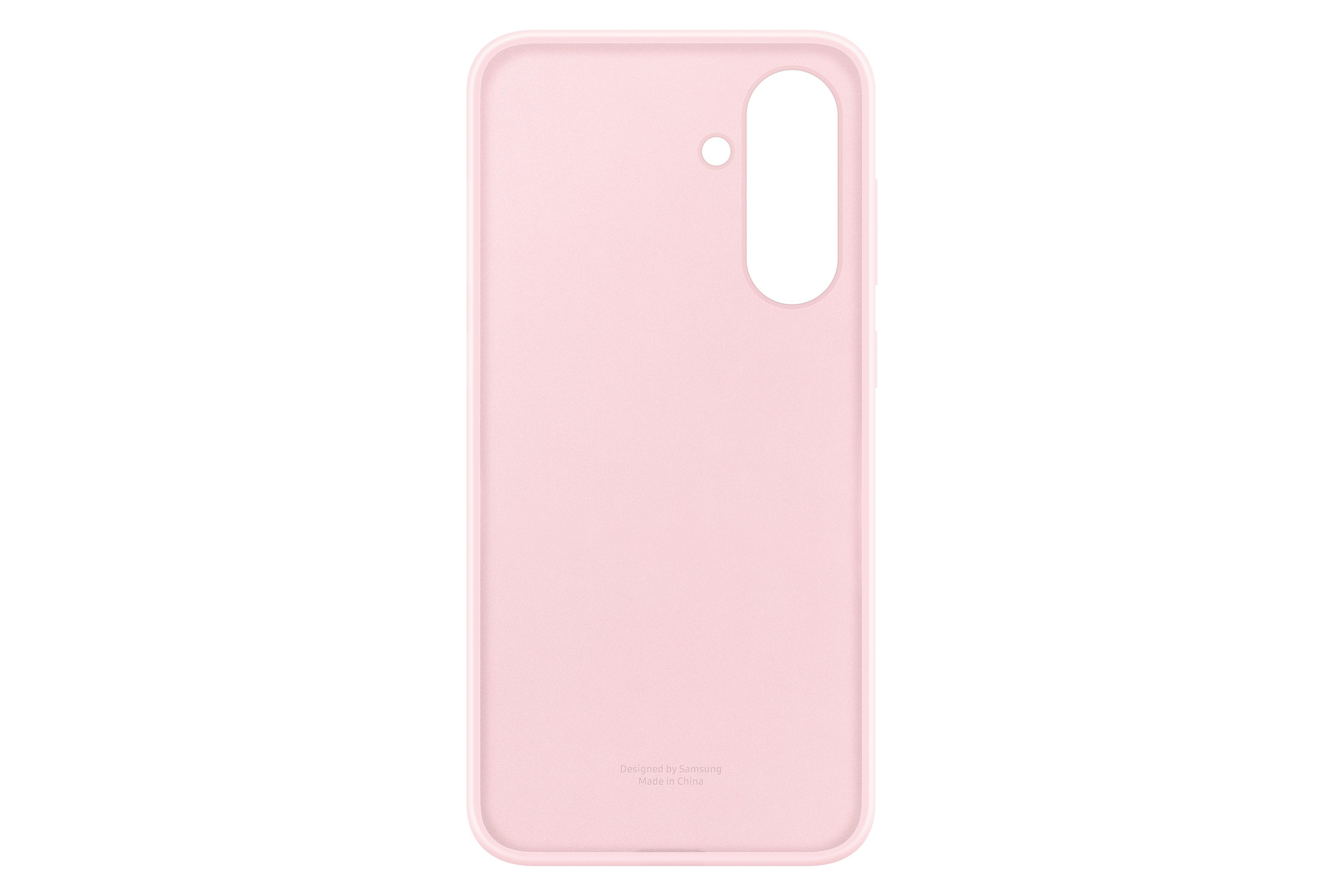 Custodia per telefono rosa chiaro con logo Samsung e scritta 'Made in China' su sfondo bianco.