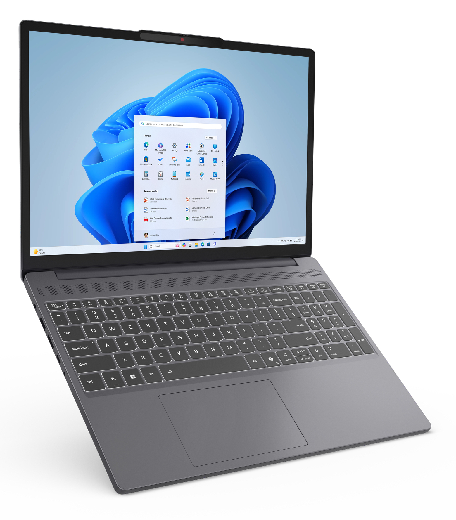 Ekranında Windows 11 olan dizüstü bilgisayar.