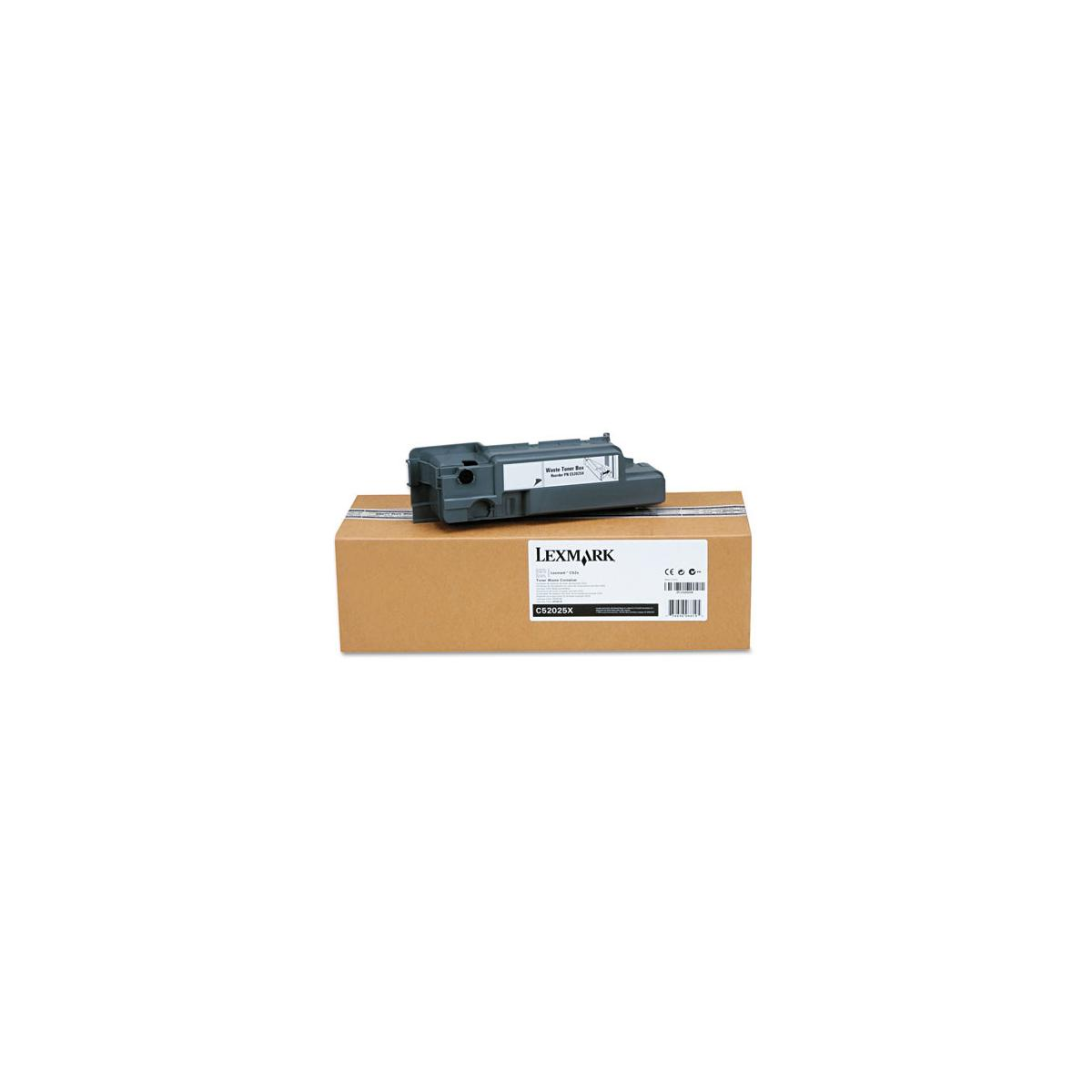 Czarny toner Lexmark na swoim pudełku.