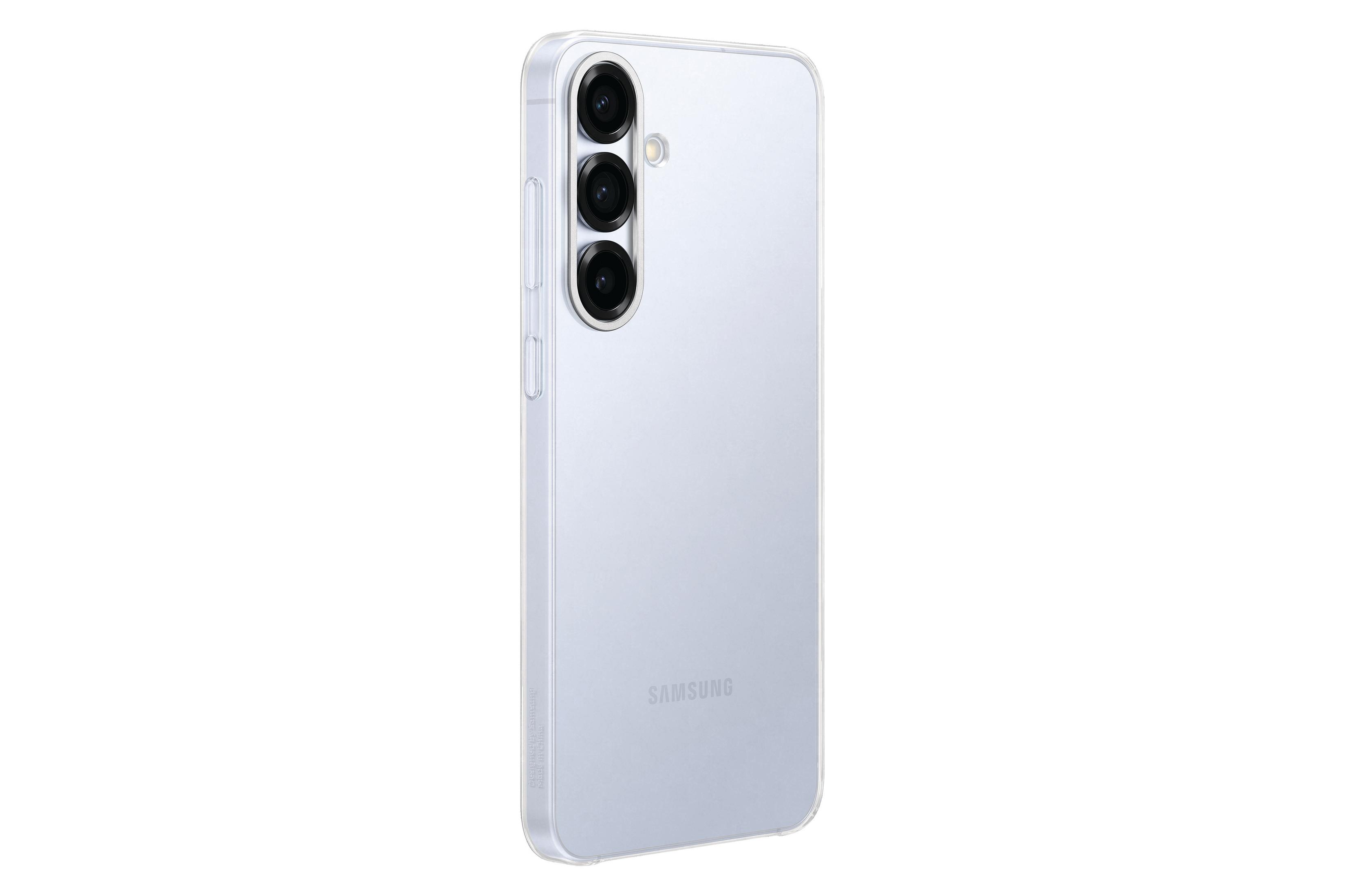 Un telefono Samsung Galaxy S23 viola chiaro con tre fotocamere.