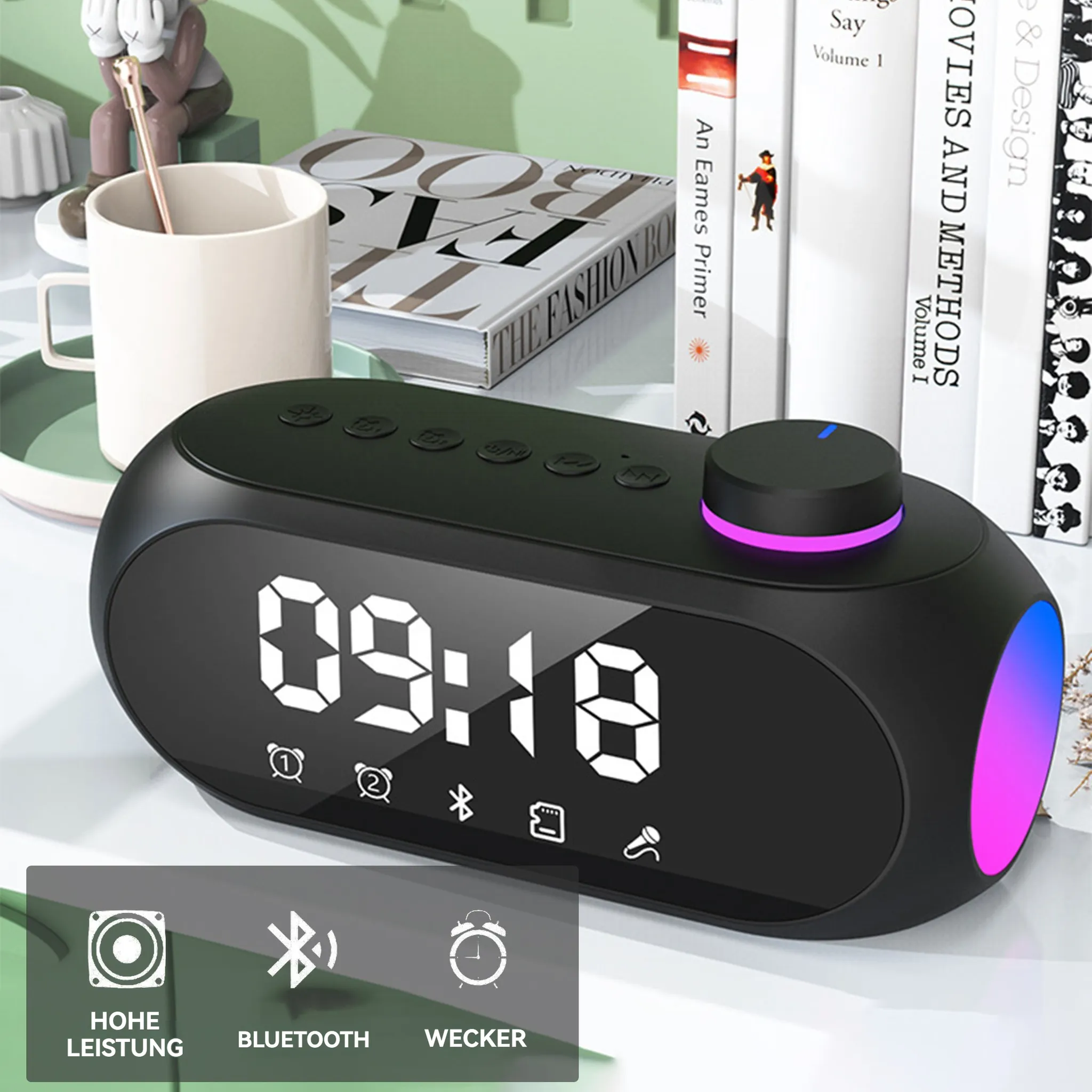 ALLGOODSBRAND Radiowecker mit Bluetooth-Lautsprecher digitaler Wecker