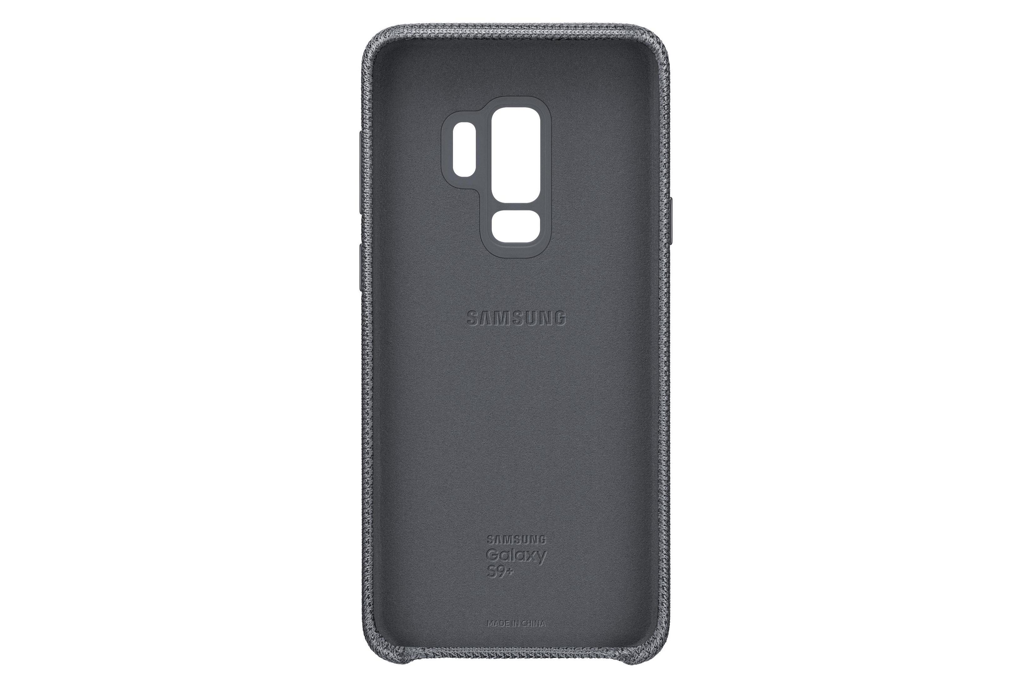 L'interno di una custodia per telefono Samsung Galaxy S9+. Il marchio del telefono è visibile.