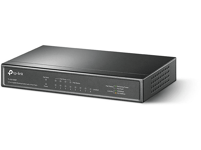 TP-LINK TL-SG1008P Gbit PoE Çelik Kasa 8 Switch Siyah