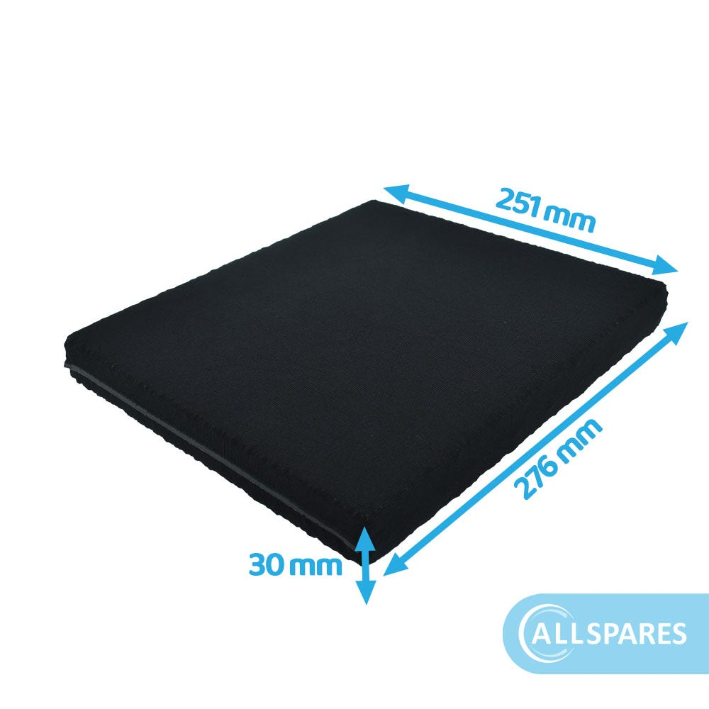 Filtro aria nero con dimensioni indicate. È lungo 276 mm, largo 251 mm e spesso 30 mm.