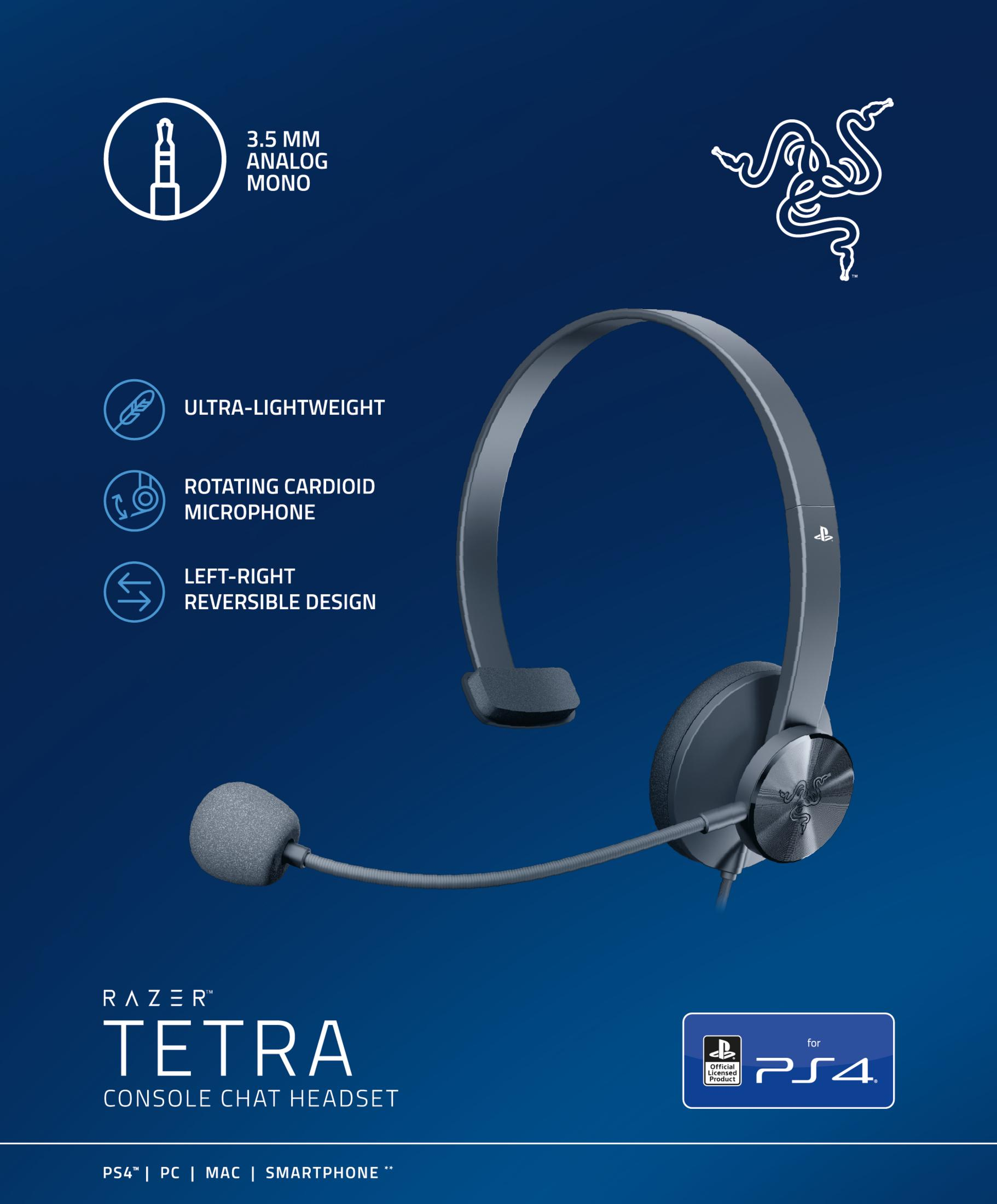 Czarny zestaw słuchawkowy dla graczy. Ma mikrofon i znajduje się na niebieskim tle.