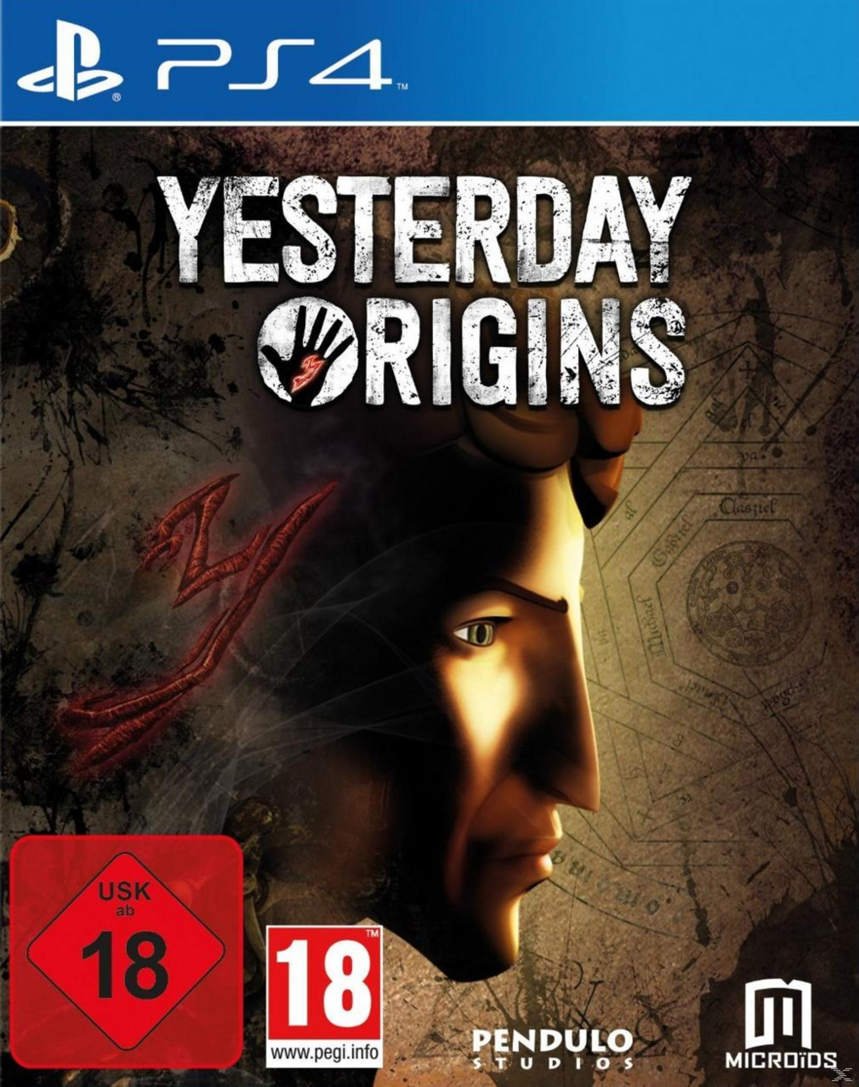 Okładka gry Yesterday Origins, PS4. Twarz mężczyzny z odciskiem dłoni na okładce.
