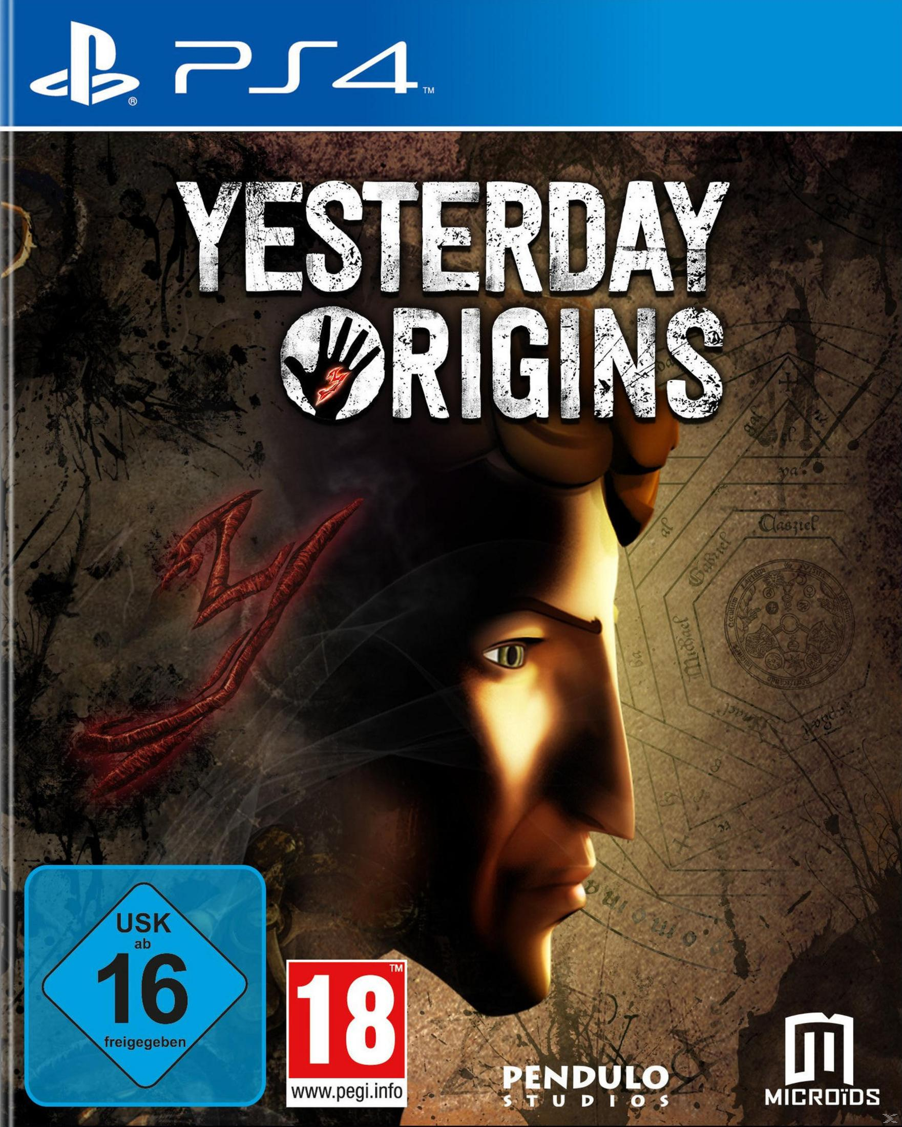 Okładka gry PS4 'Yesterday Origins'. Zawiera twarz mężczyzny i tytuł gry.