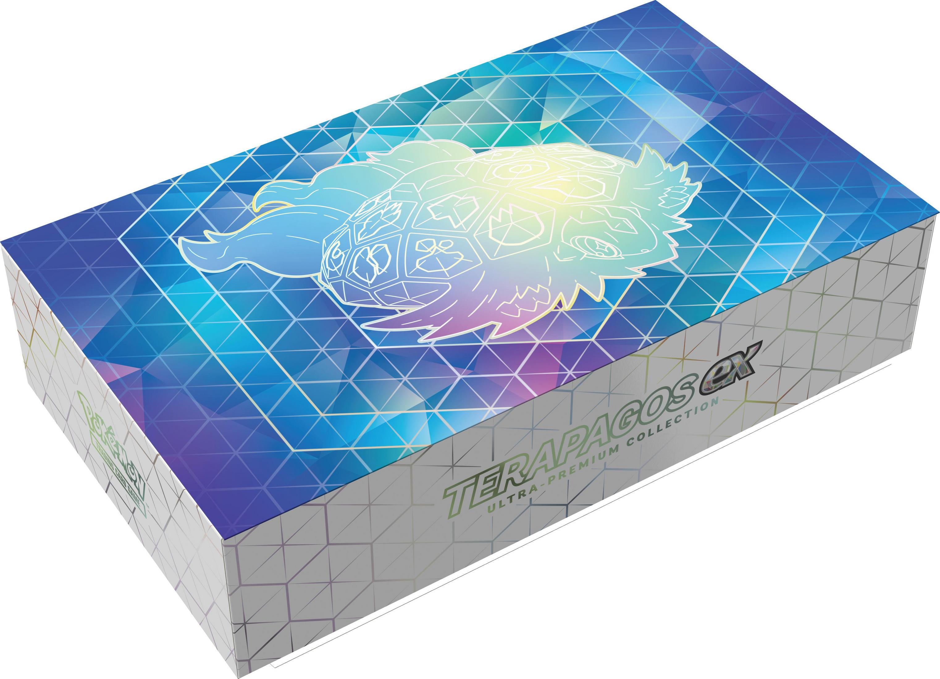 Box mit farbenfrohem Design. Darauf steht 'TERAPAGOS EX ULTRA-PREMIUM COLLECTION'.