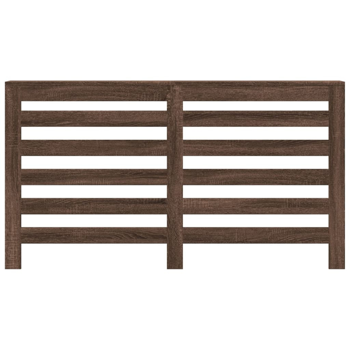 Brauner Holzzaun. Horizontale Holzplanken. Der Zaun besteht aus zwei Abschnitten. Weißer Hintergrund.