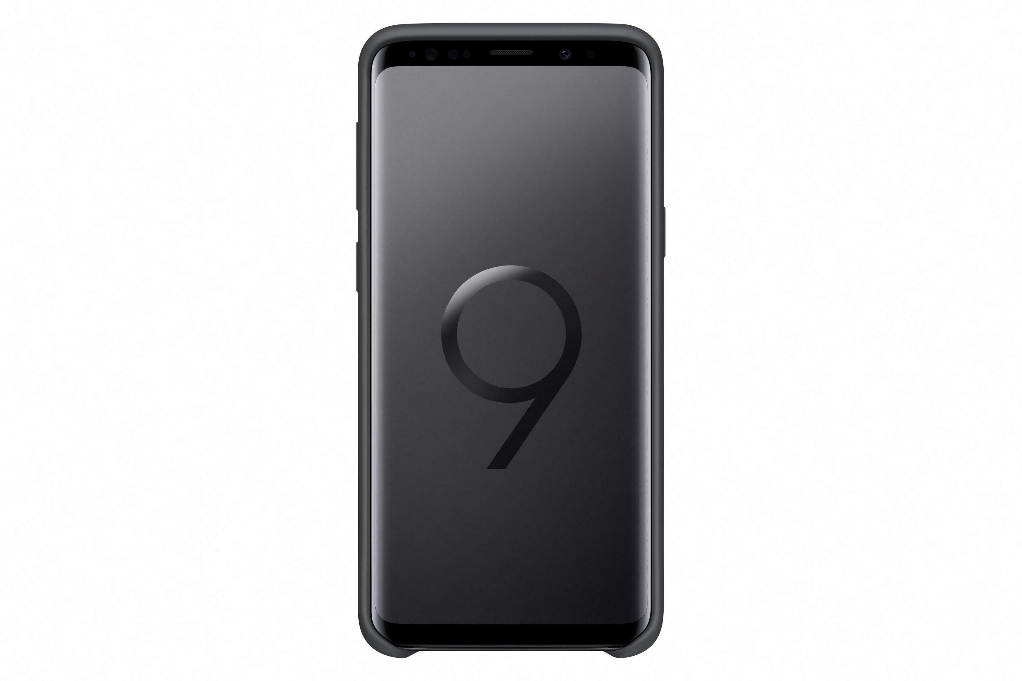 Schwarzes Samsung-Telefon mit der Zahl 9 auf dem Bildschirm.