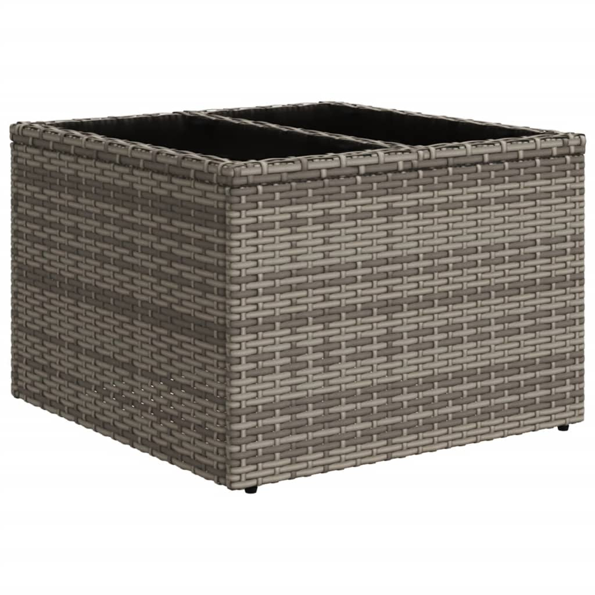 Quadratischer Aufbewahrungsbehälter aus Rattan. Gewebtes Design mit hellen und dunklen Farben.