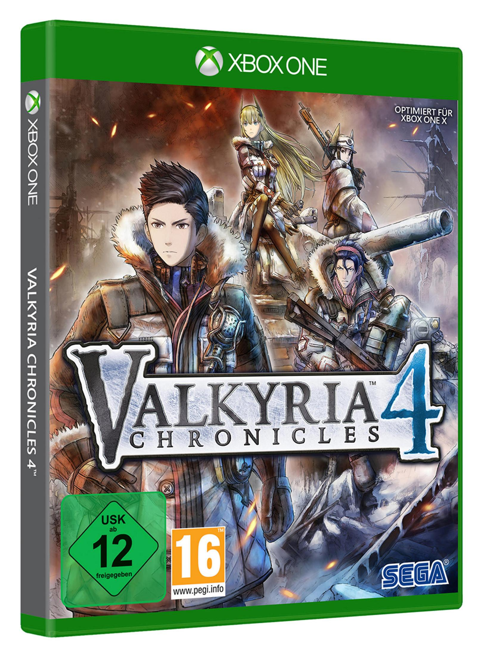 Xbox One Spielbox für Valkyria Chronicles 4 mit Charakterillustrationen.