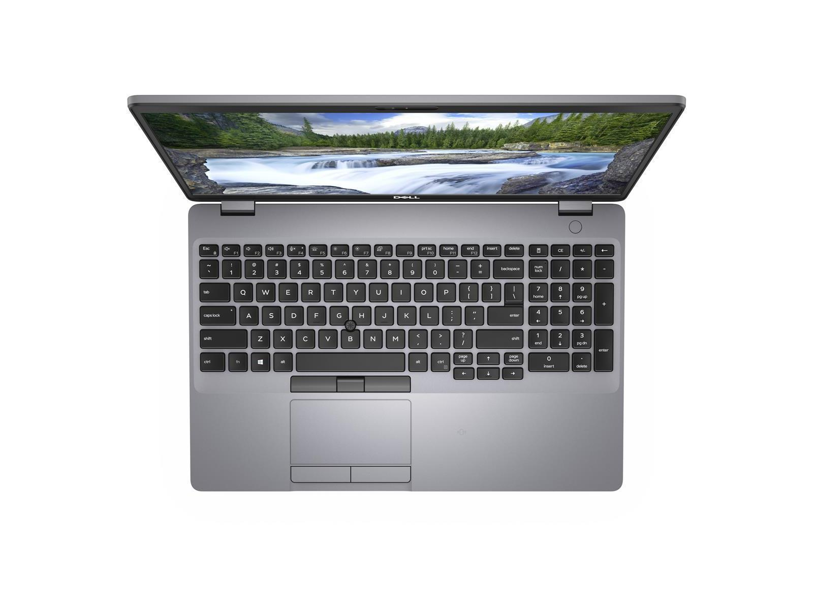 Laptop mit Tastatur und Bildschirm, der eine Naturszene zeigt.