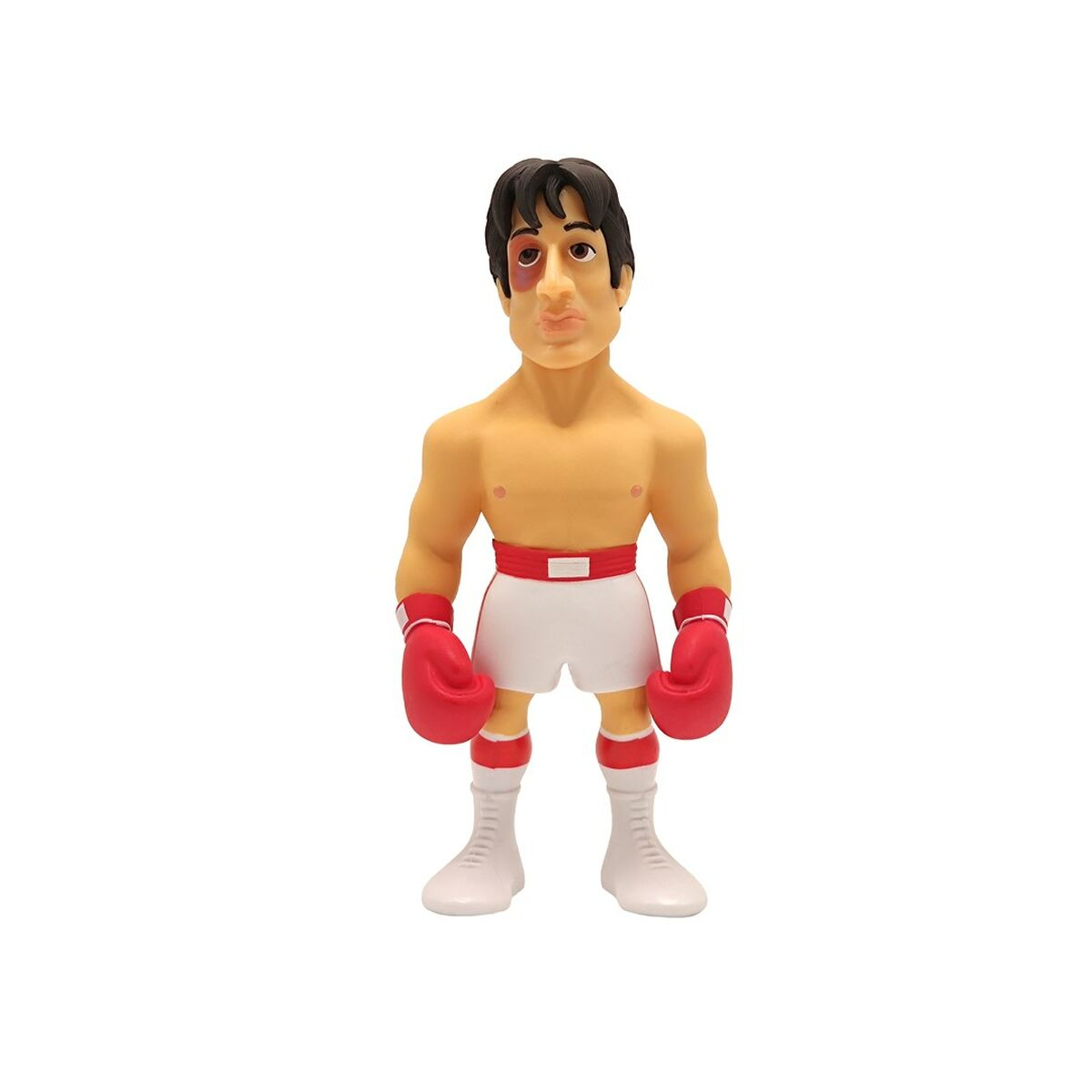 Figura de Rocky Balboa de pie. Lleva guantes de boxeo rojos.