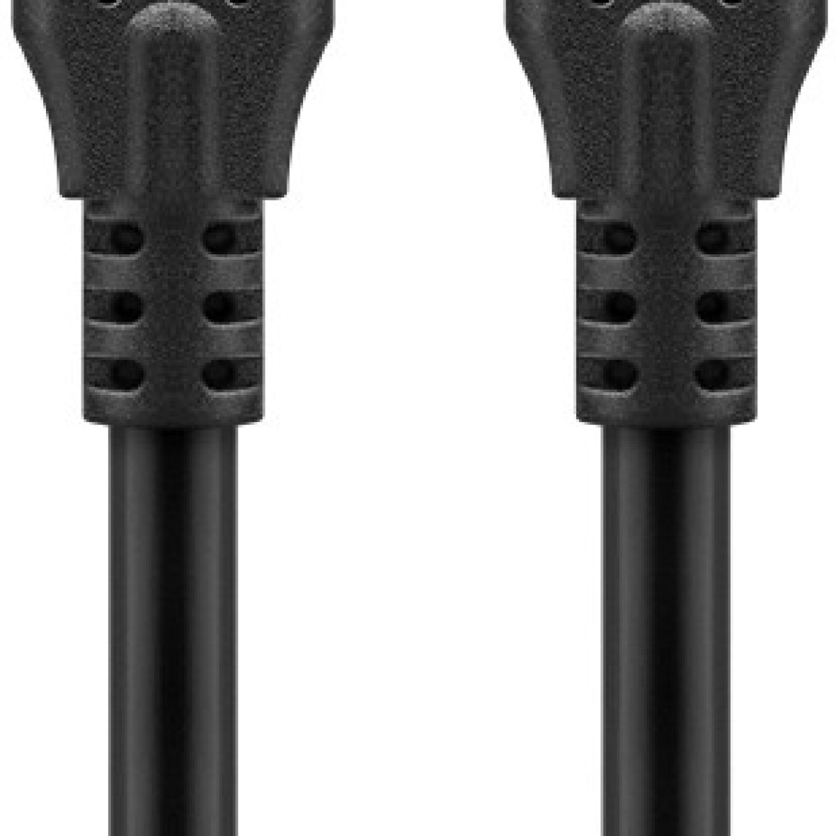 Due connettori per cavi USB-C neri su sfondo bianco.