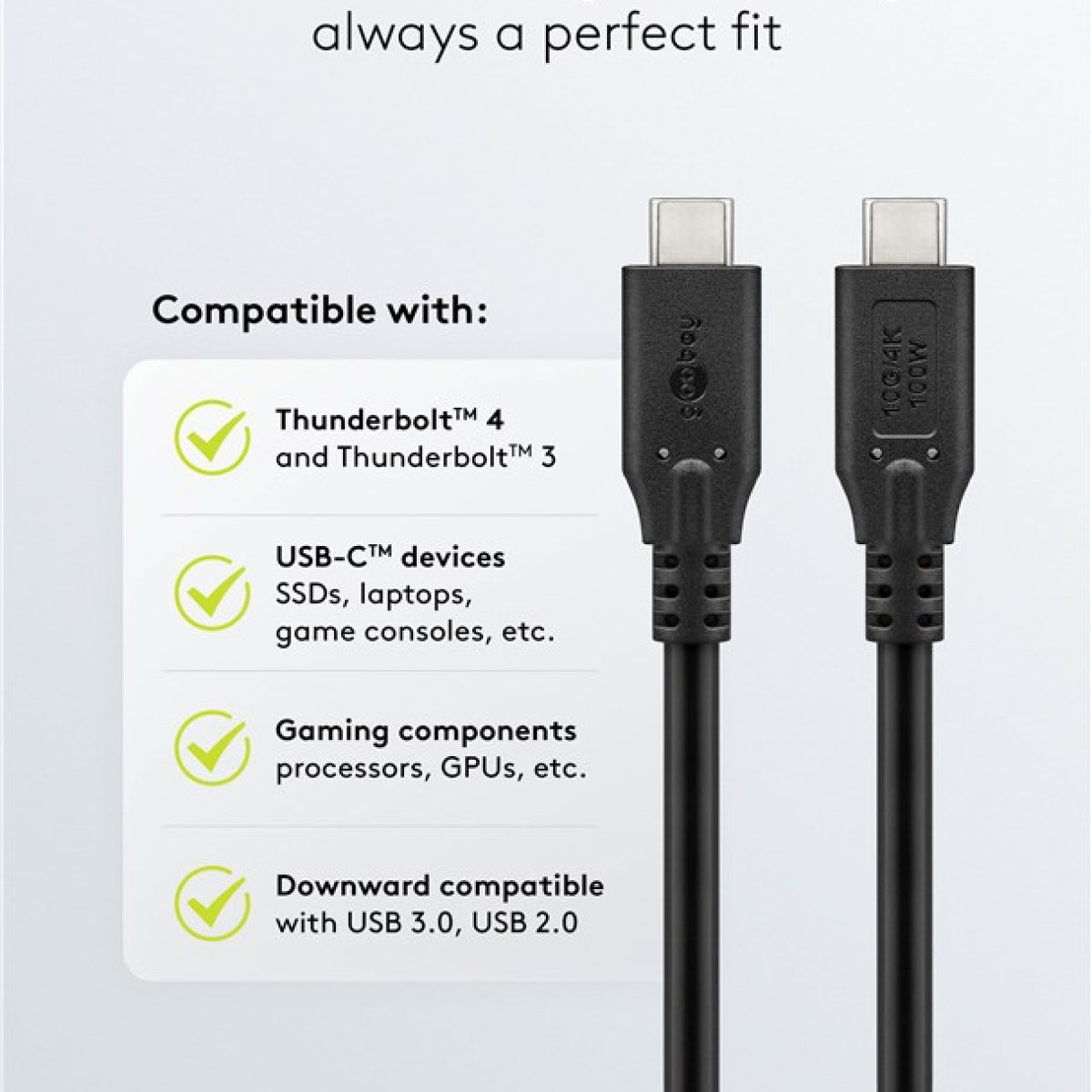 Diagramma che mostra la compatibilità del cavo USB-C con Thunderbolt e dispositivi USB.