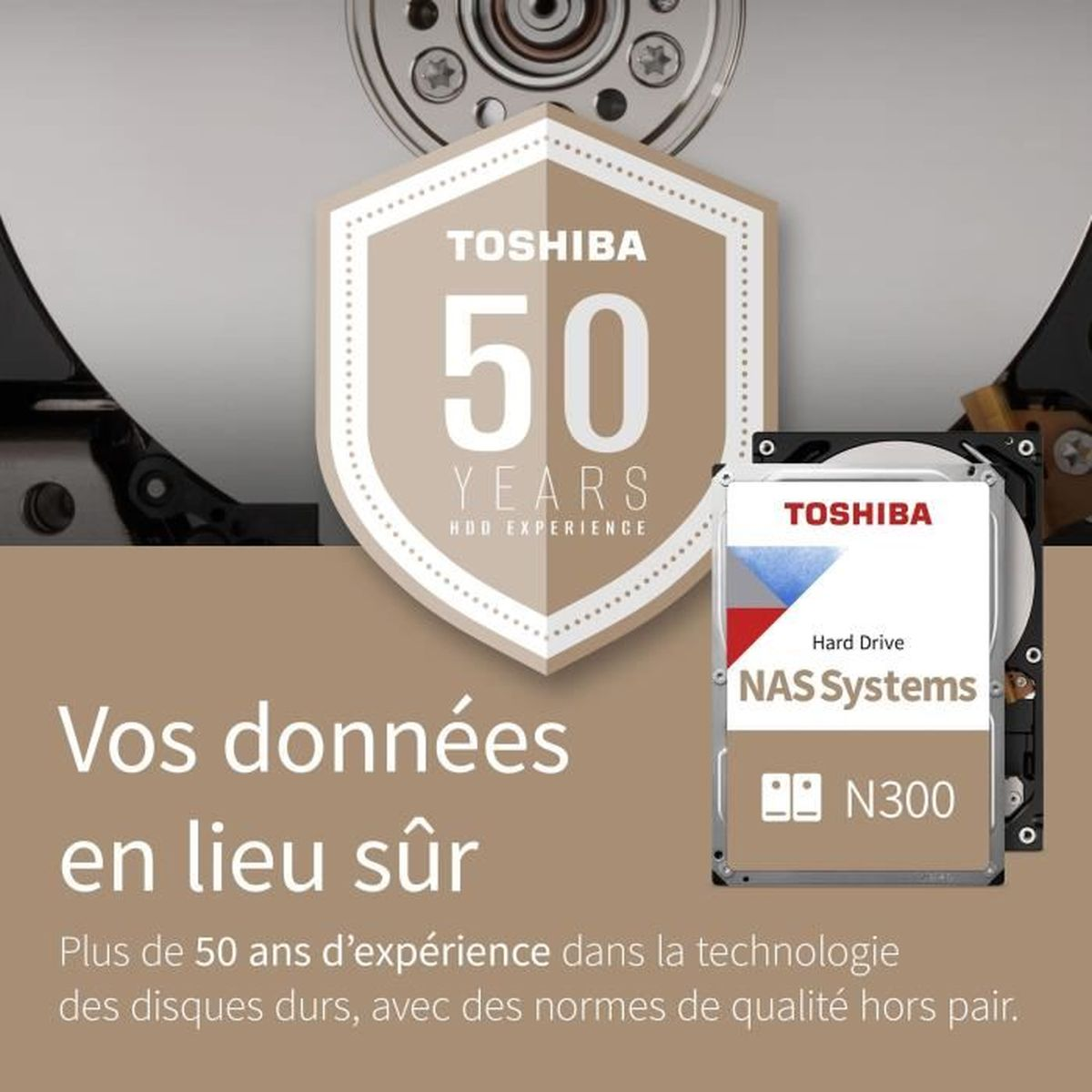 Toshiba NAS hard drive with a shield logo 
