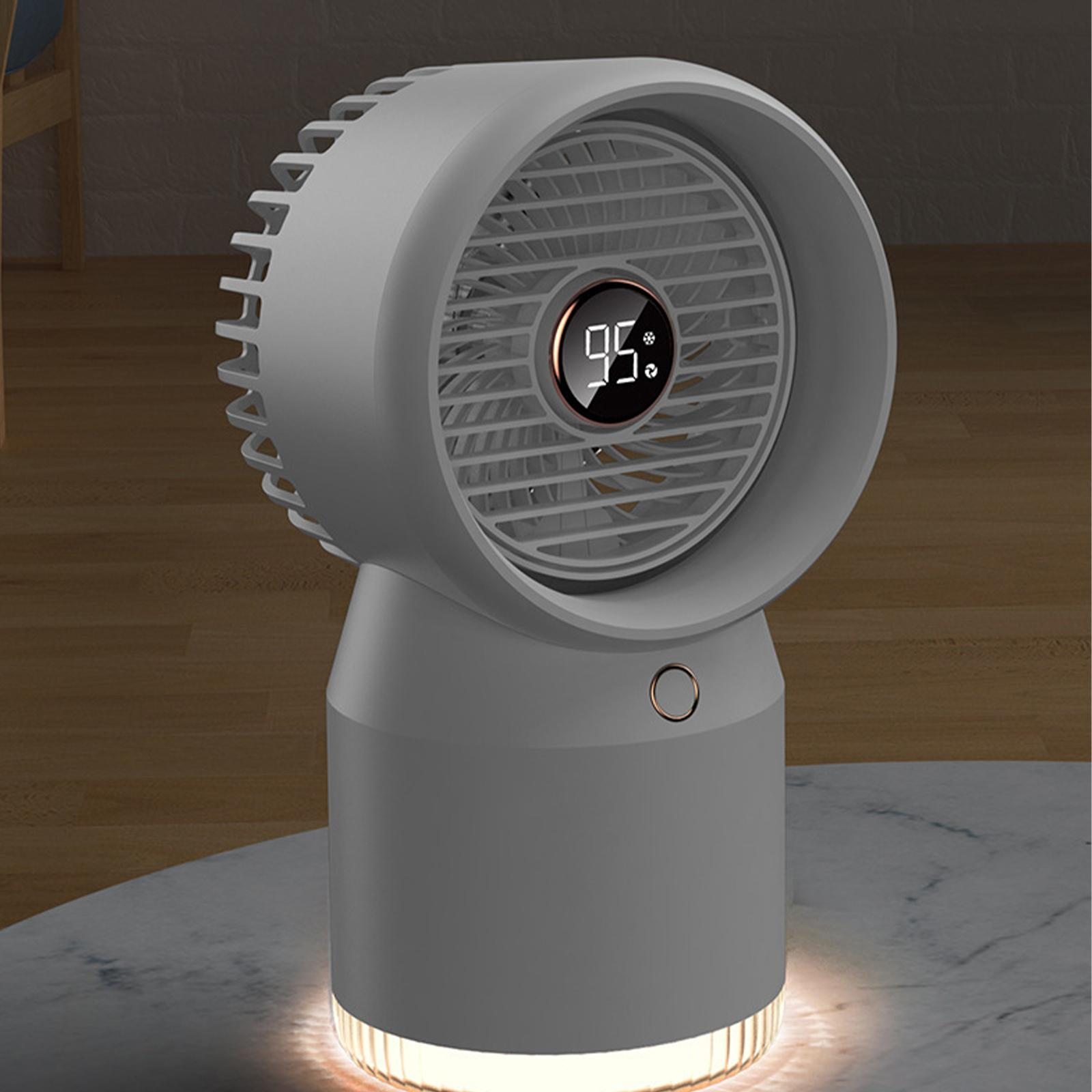Weißer Ventilator mit Digitalanzeige, die 95% anzeigt, goldene Basis.