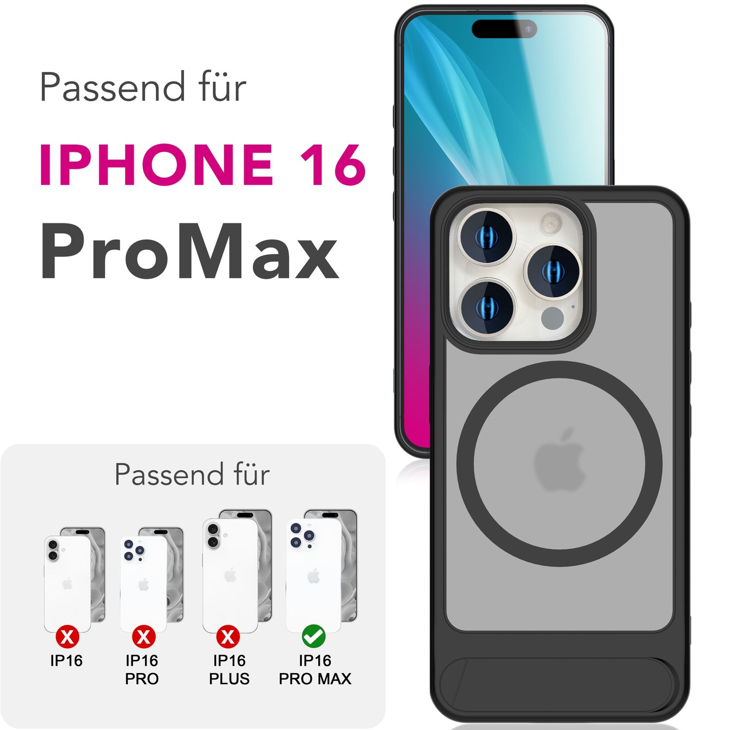 Telefono e custodia per iPhone 16 Pro Max. Altri telefoni e custodie non sono compatibili.