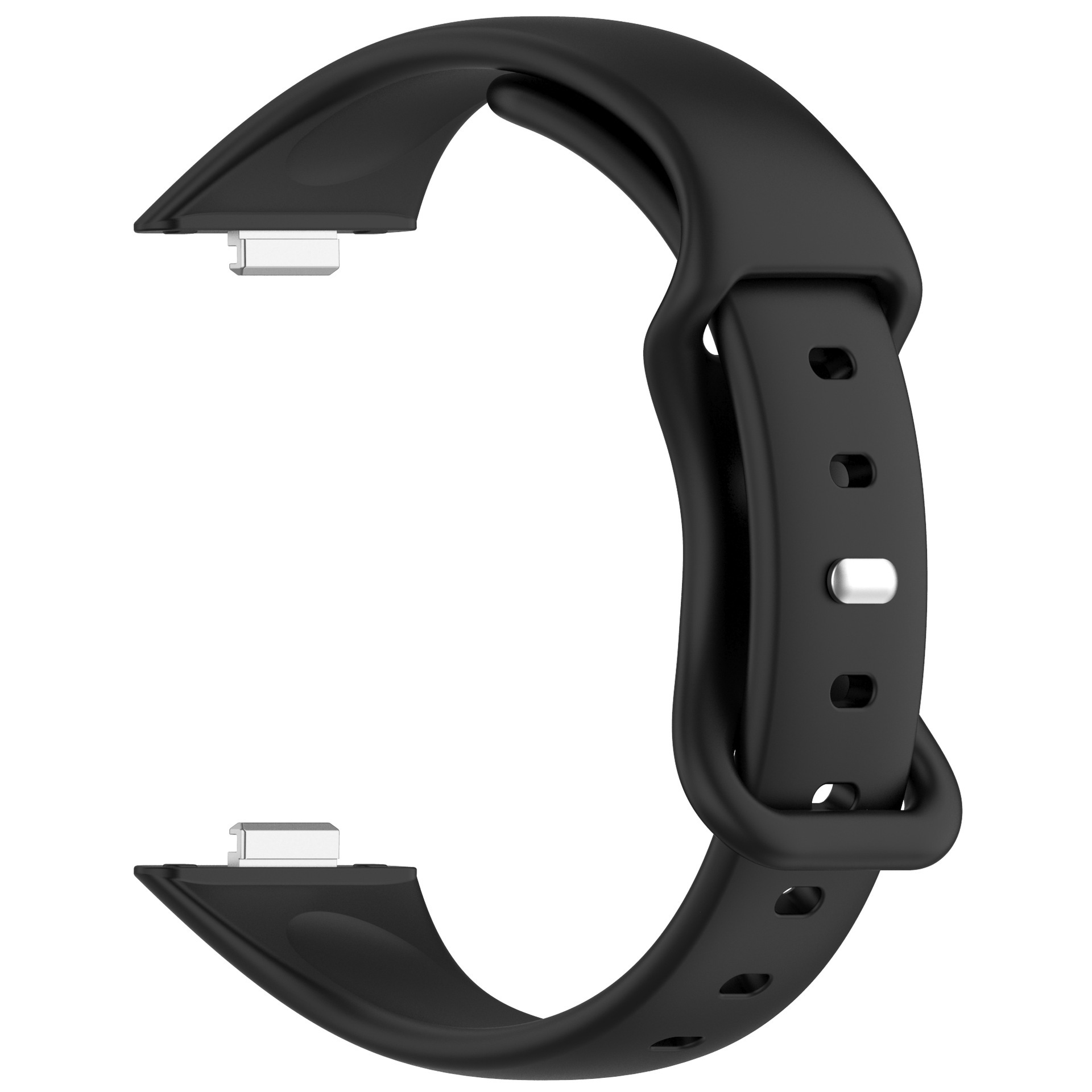 Ein schwarzes Uhrenarmband mit zwei Anschlüssen.