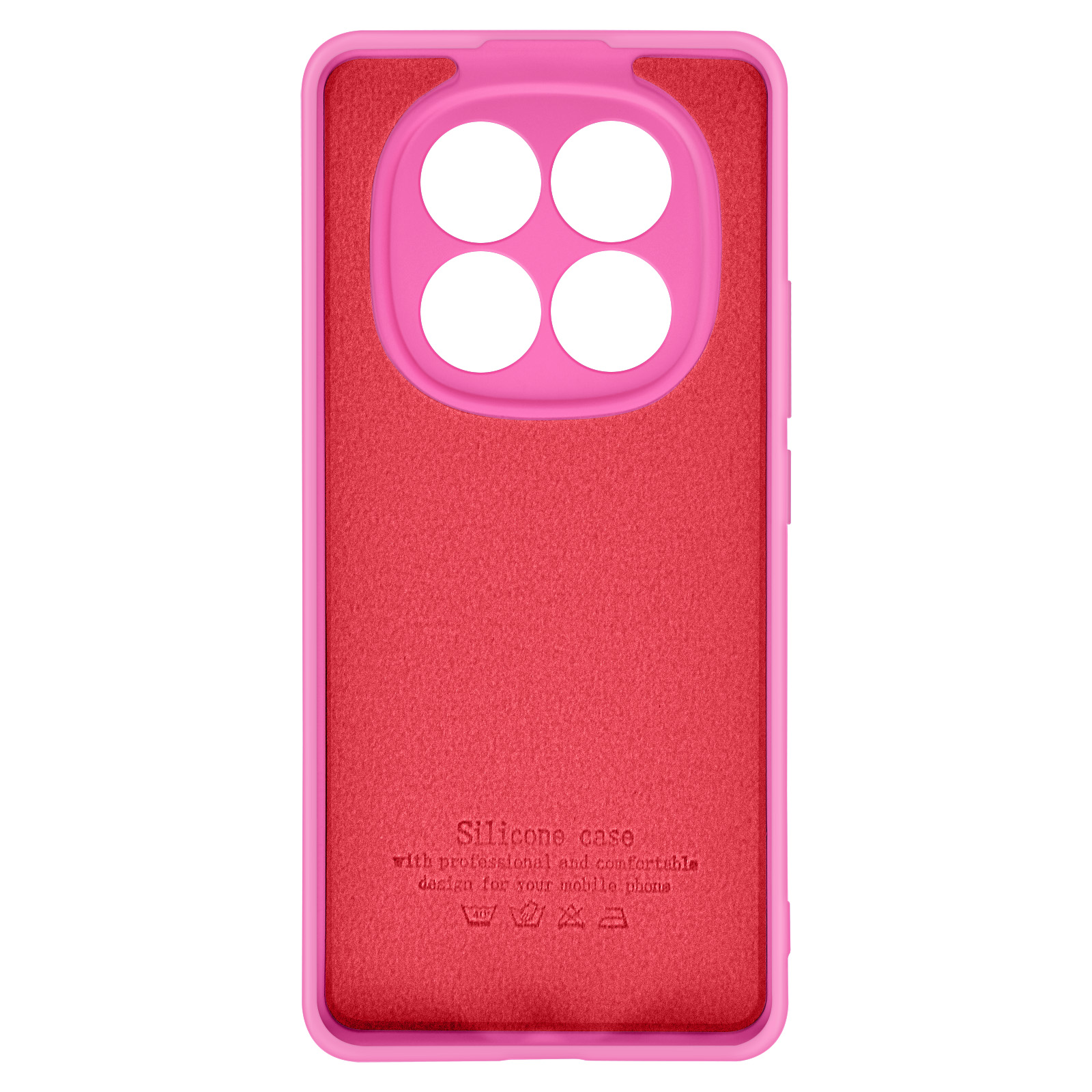 Interno di custodia rosa per smartphone con quattro fori per fotocamera.